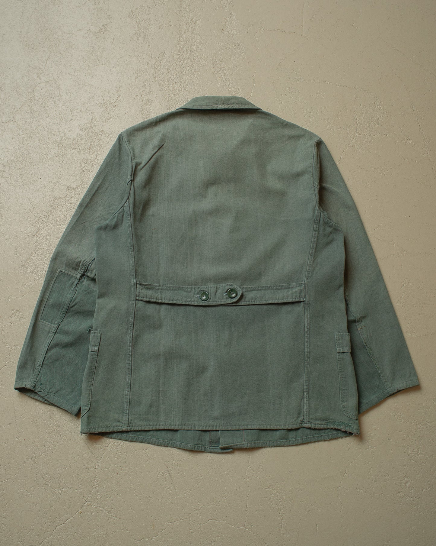 1950s/60s repaired German Half Belted Work Jacket green - L