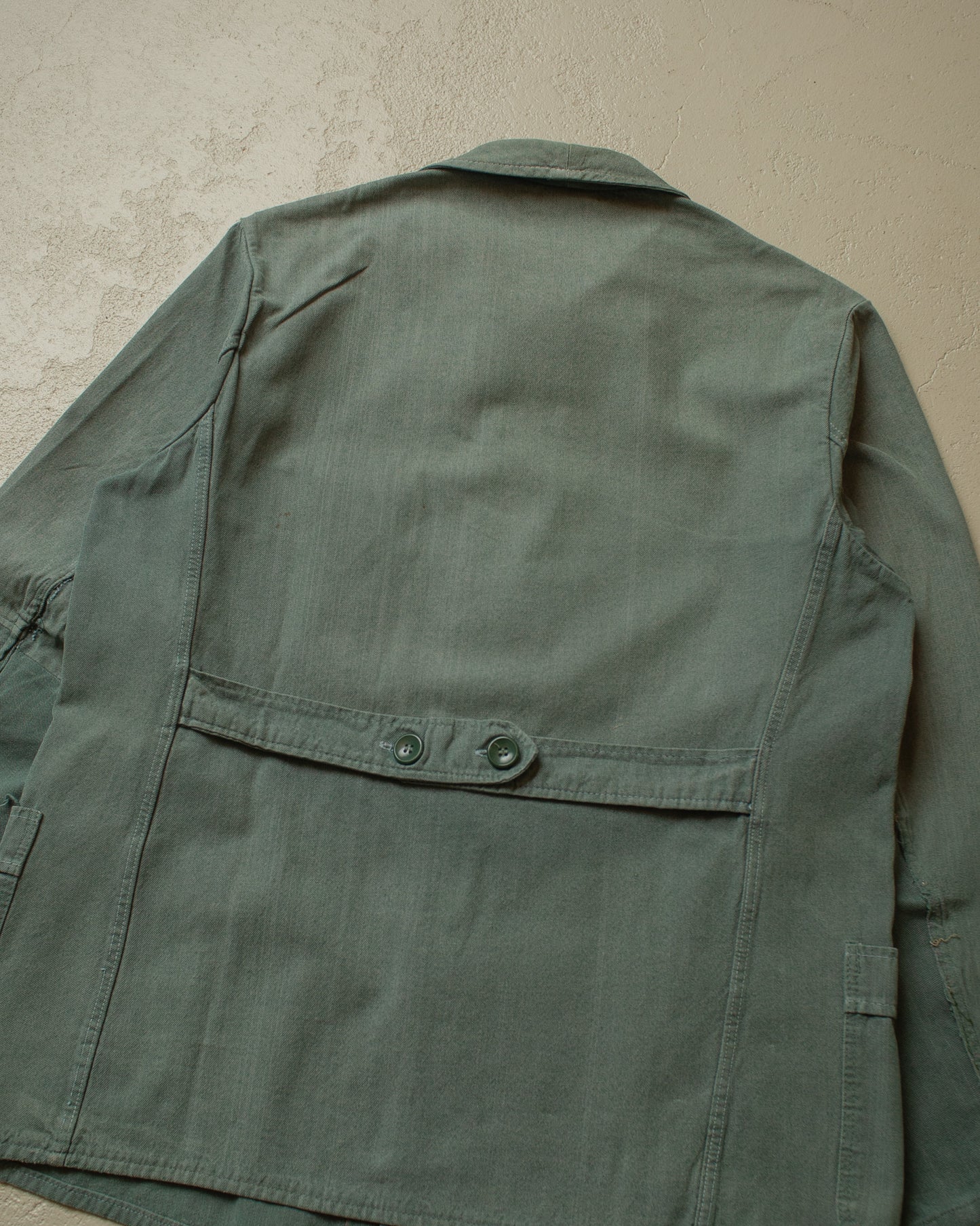 1950s/60s repaired German Half Belted Work Jacket green - L