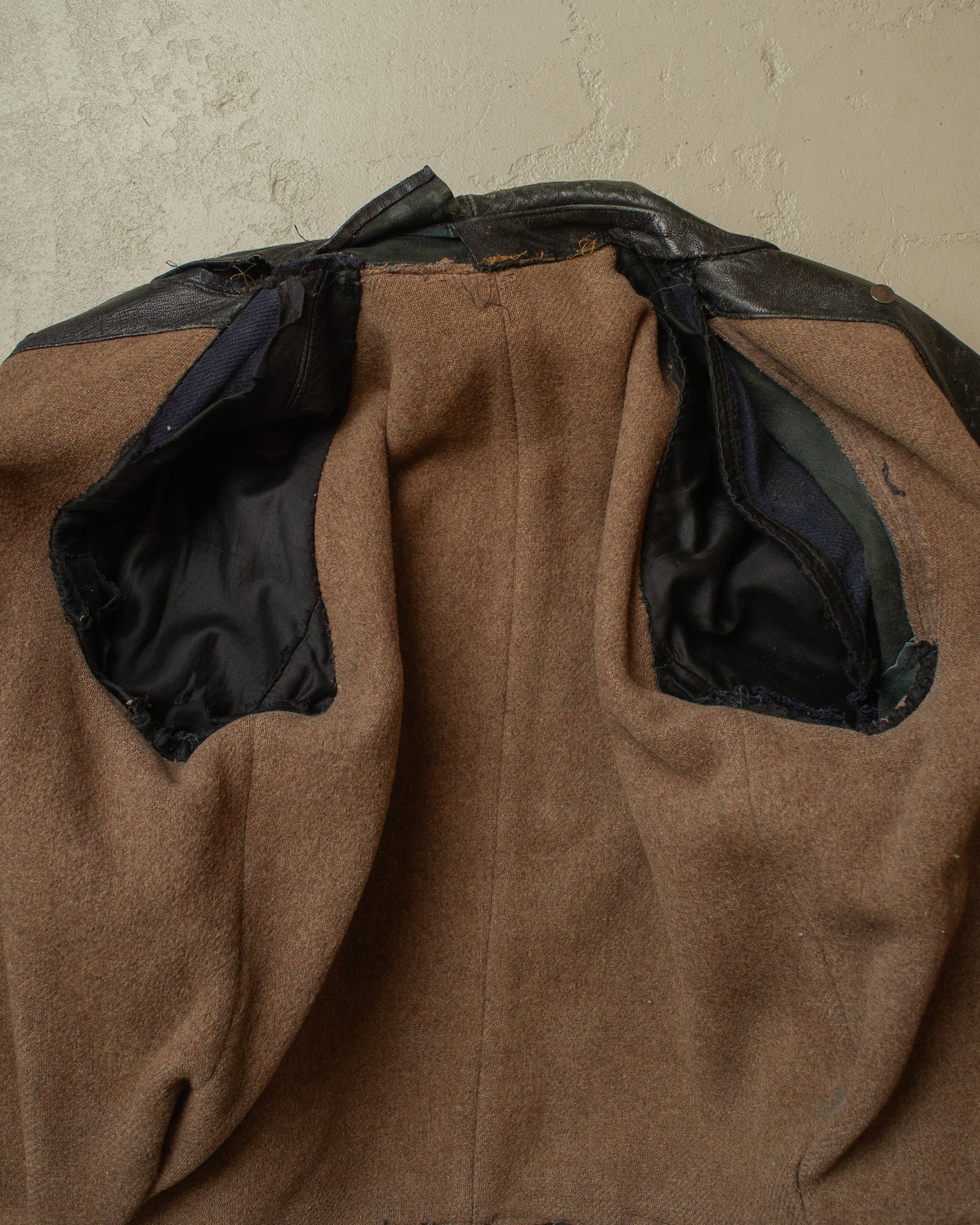 1930s German Faded Leather Biker Jacket black - L