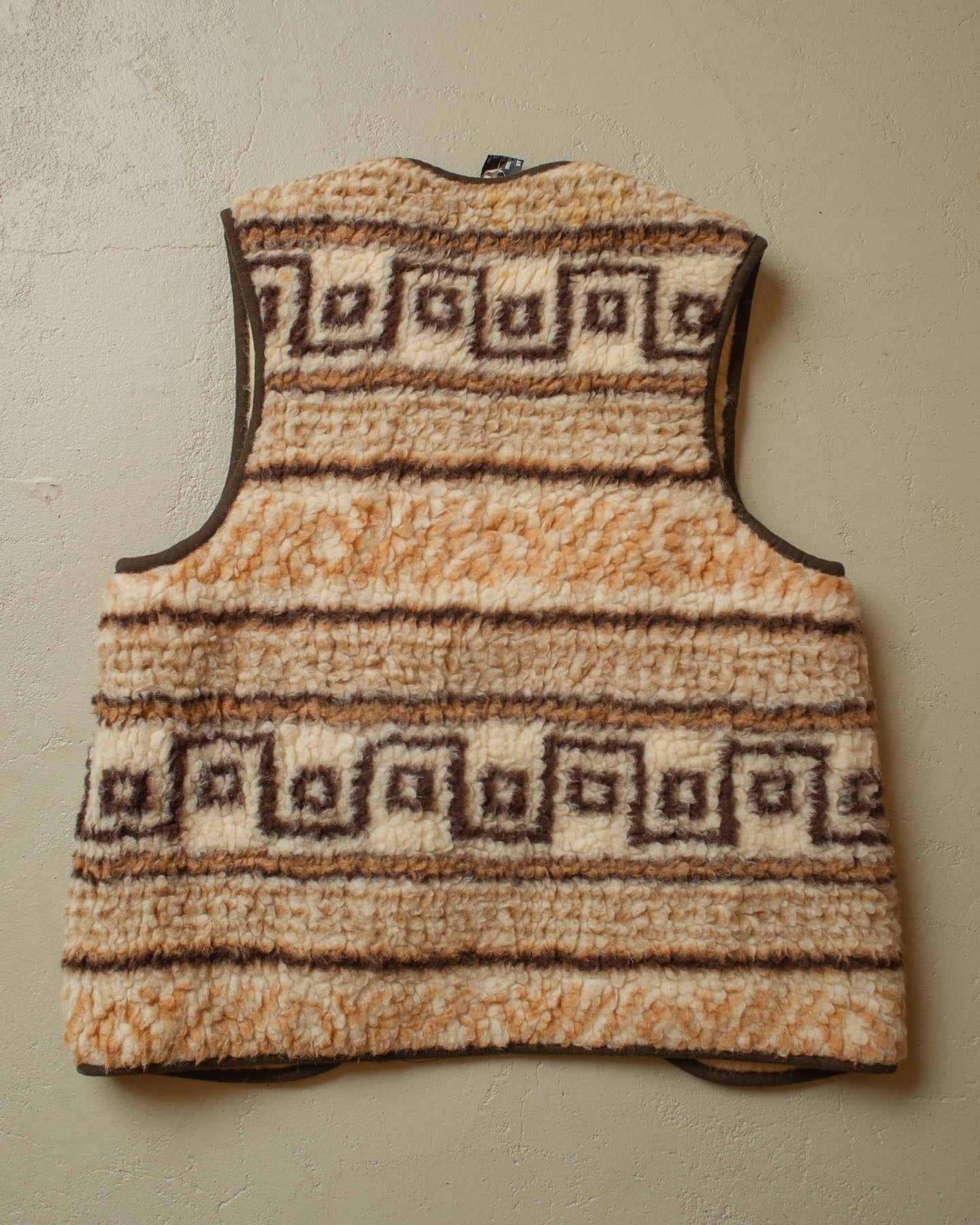 1980s Sherpa lined Wool Vest beige/brown - M/L