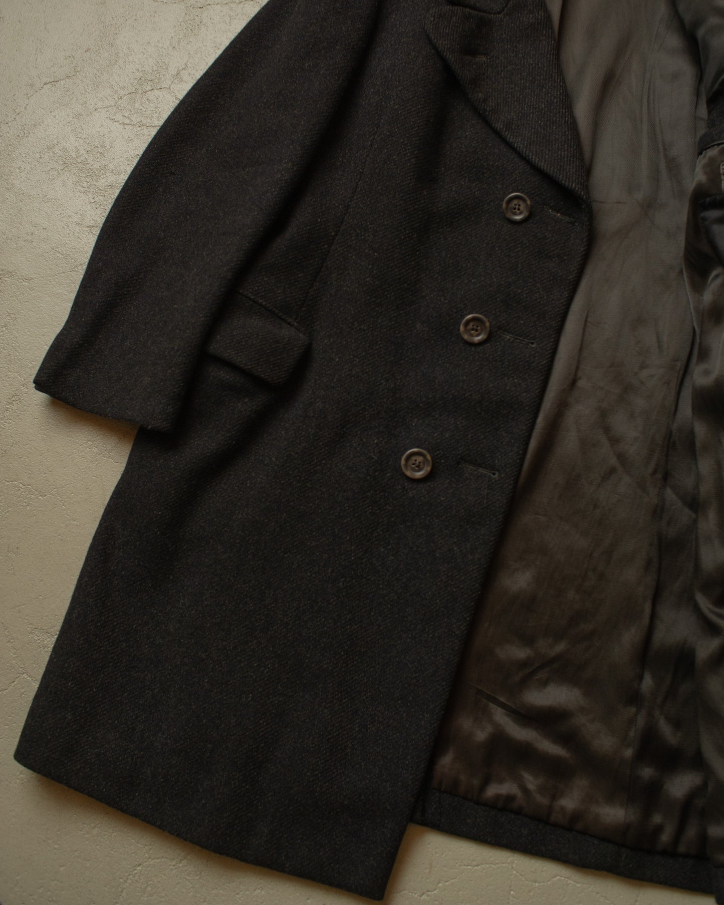 1930s/40s German "ADEFA" Double Breasted Wool Overcoat grey - M/L