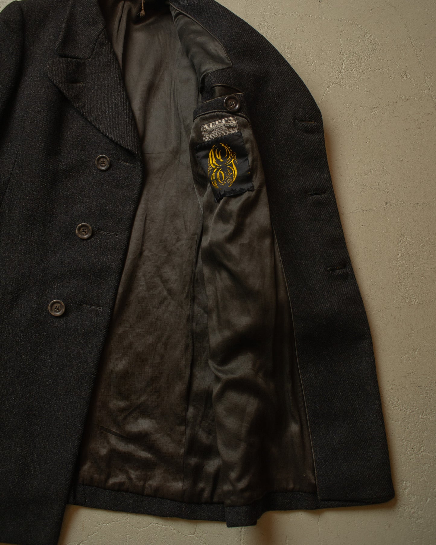 1930s/40s German "ADEFA" Double Breasted Wool Overcoat grey - M/L