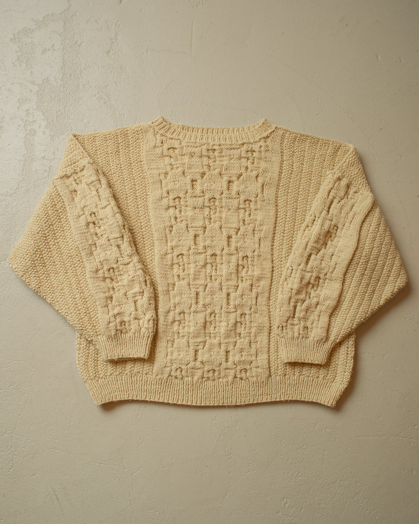 1980s/90s Handmade Knit Sweater beige - L