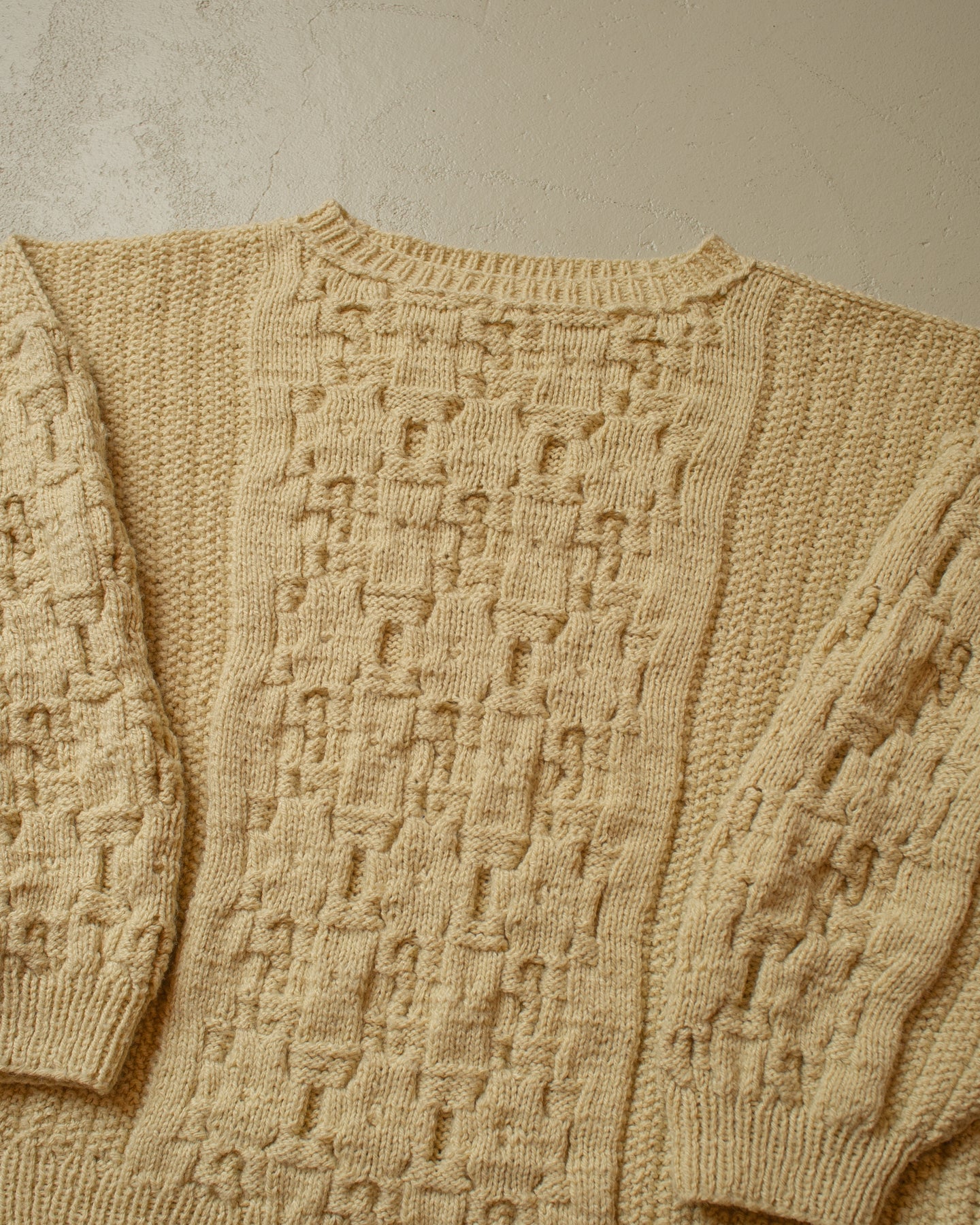 1980s/90s Handmade Knit Sweater beige - L