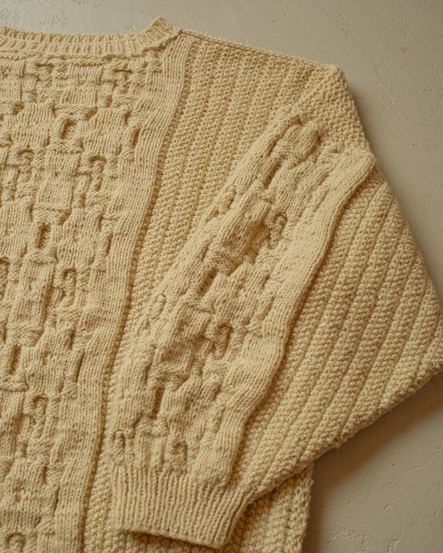 1980s/90s Handmade Knit Sweater beige - L