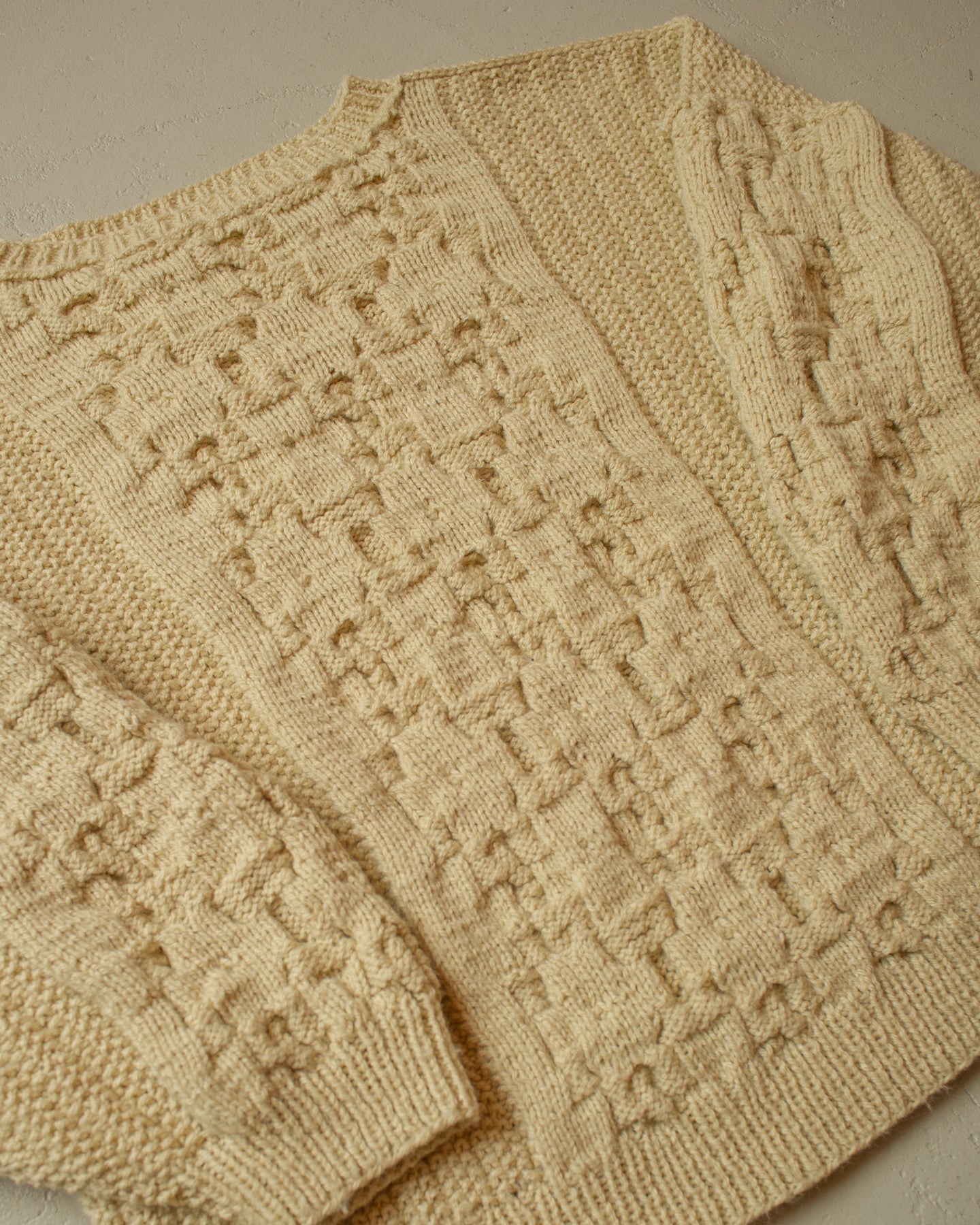 1980s/90s Handmade Knit Sweater beige - L