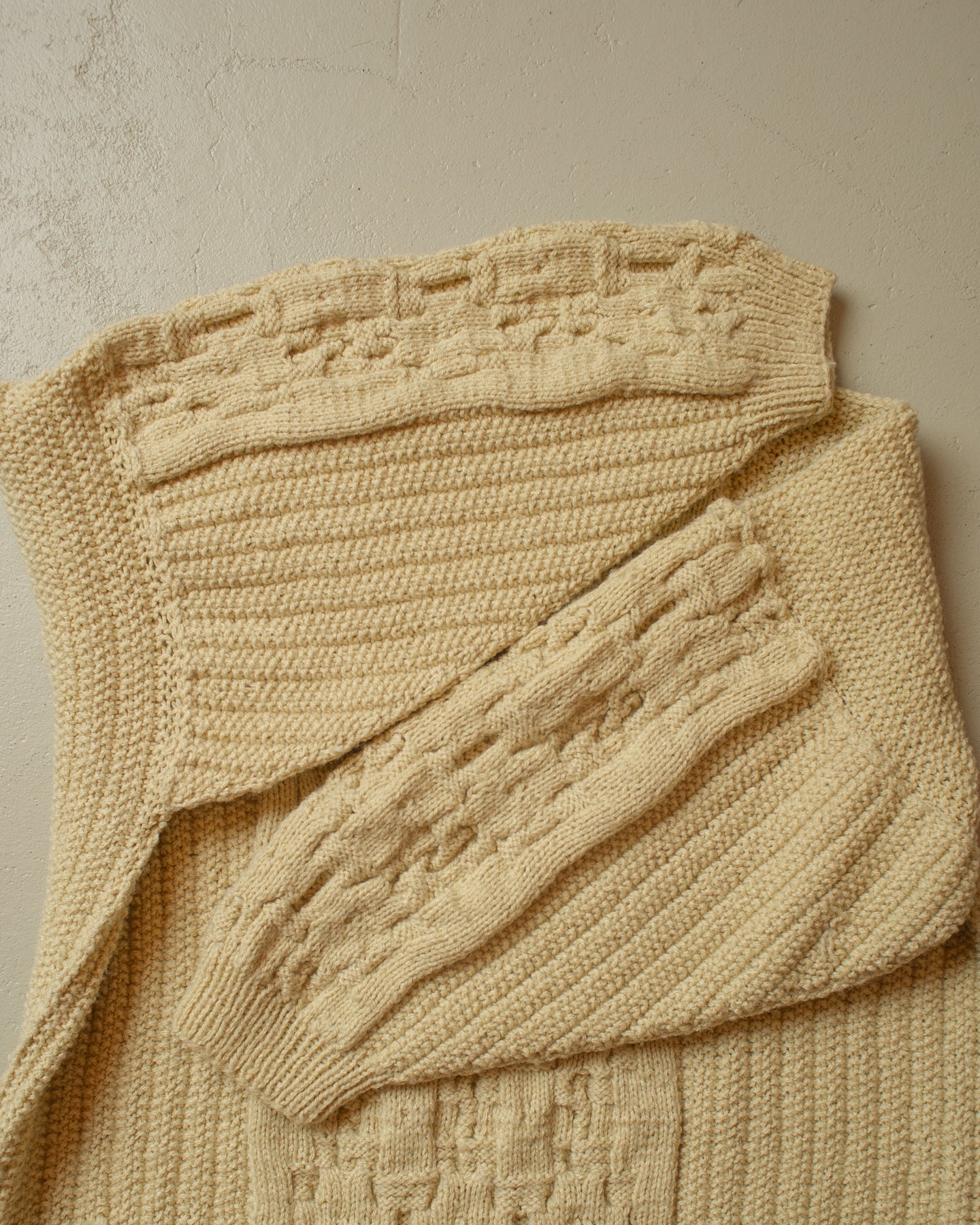 1980s/90s Handmade Knit Sweater beige - L