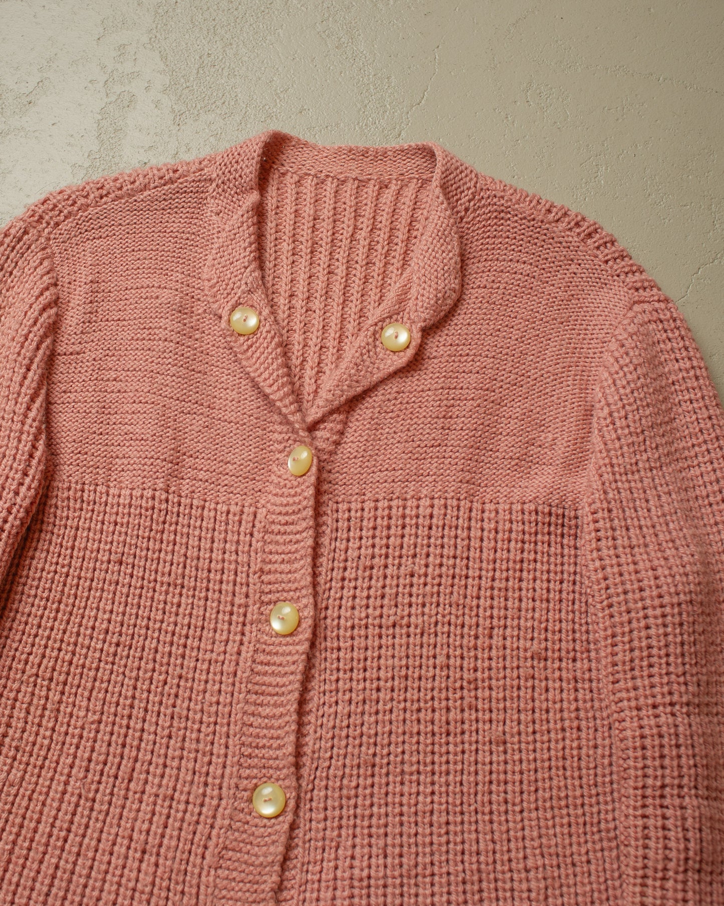 1960s/70s Womens Handmade Wool Knit Jacket pink - M/L