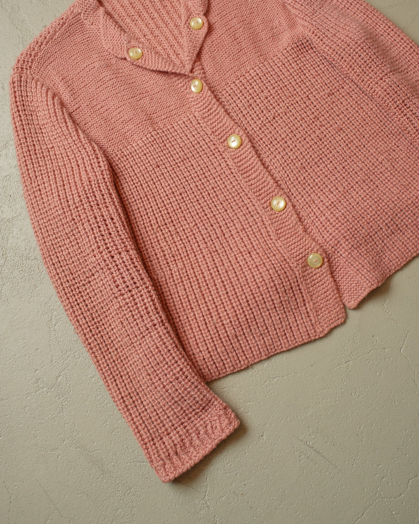 1960s/70s Womens Handmade Wool Knit Jacket pink - M/L