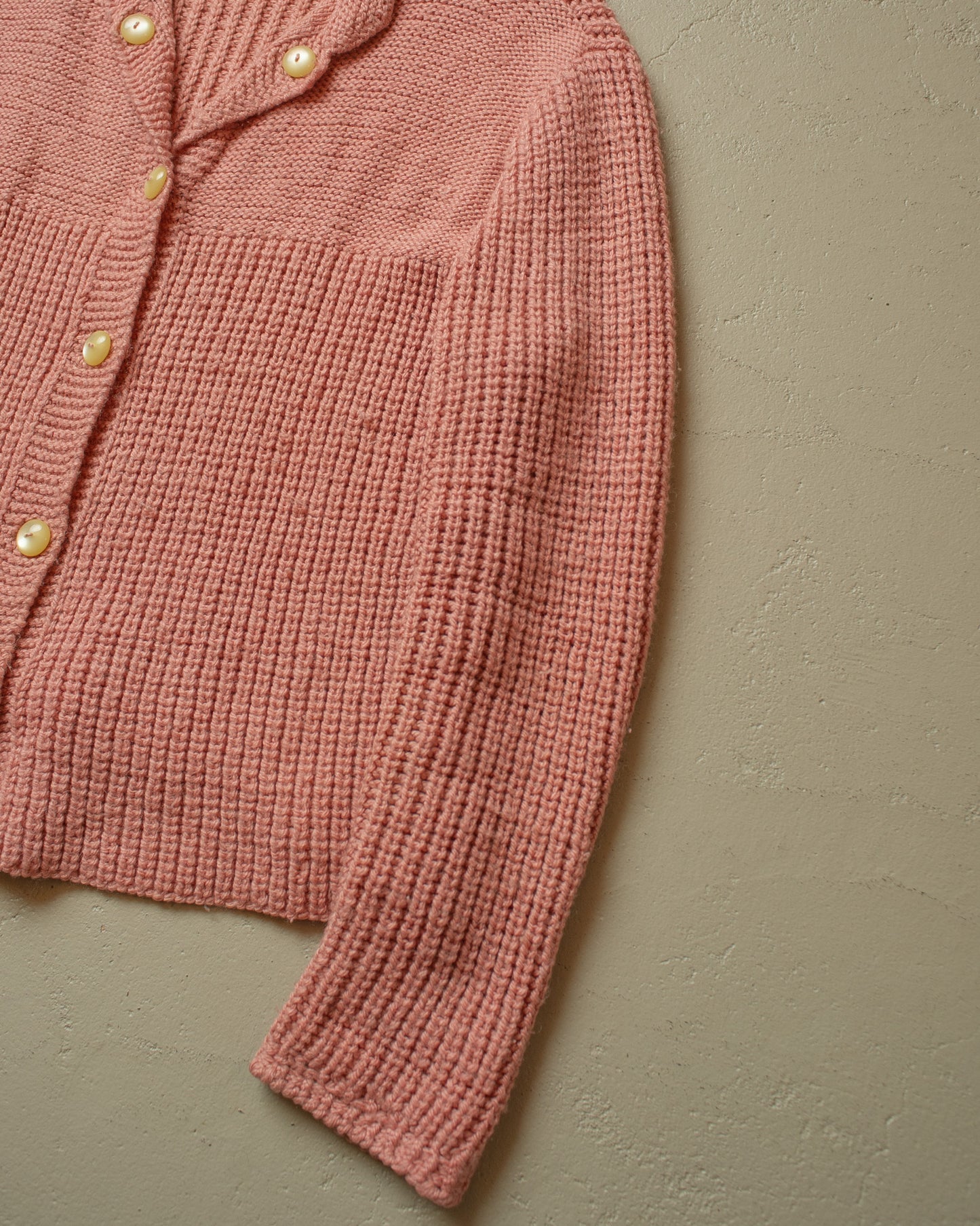 1960s/70s Womens Handmade Wool Knit Jacket pink - M/L
