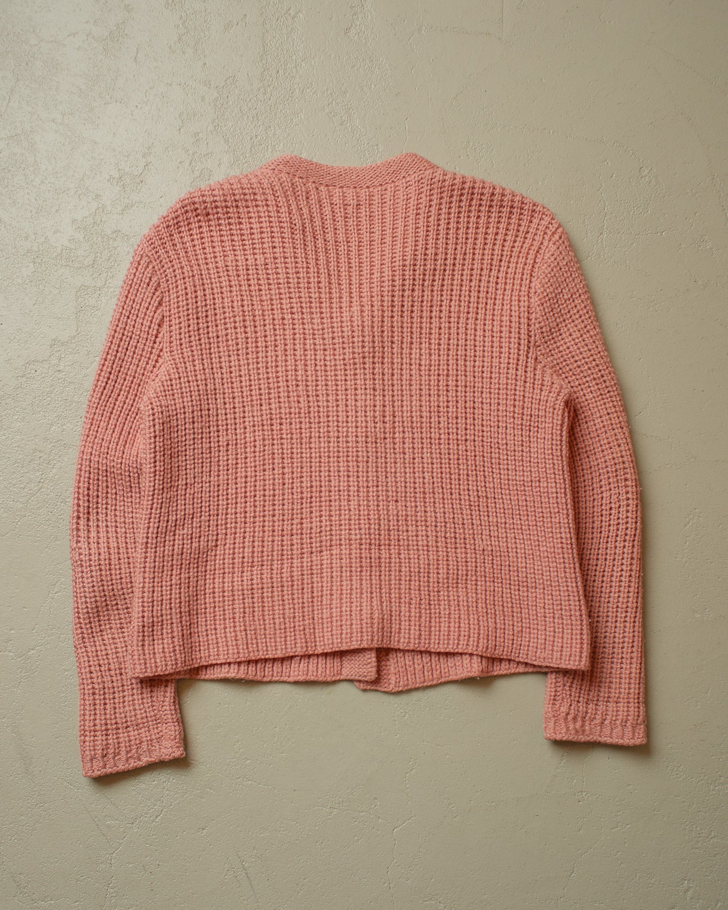 1960s/70s Womens Handmade Wool Knit Jacket pink - M/L