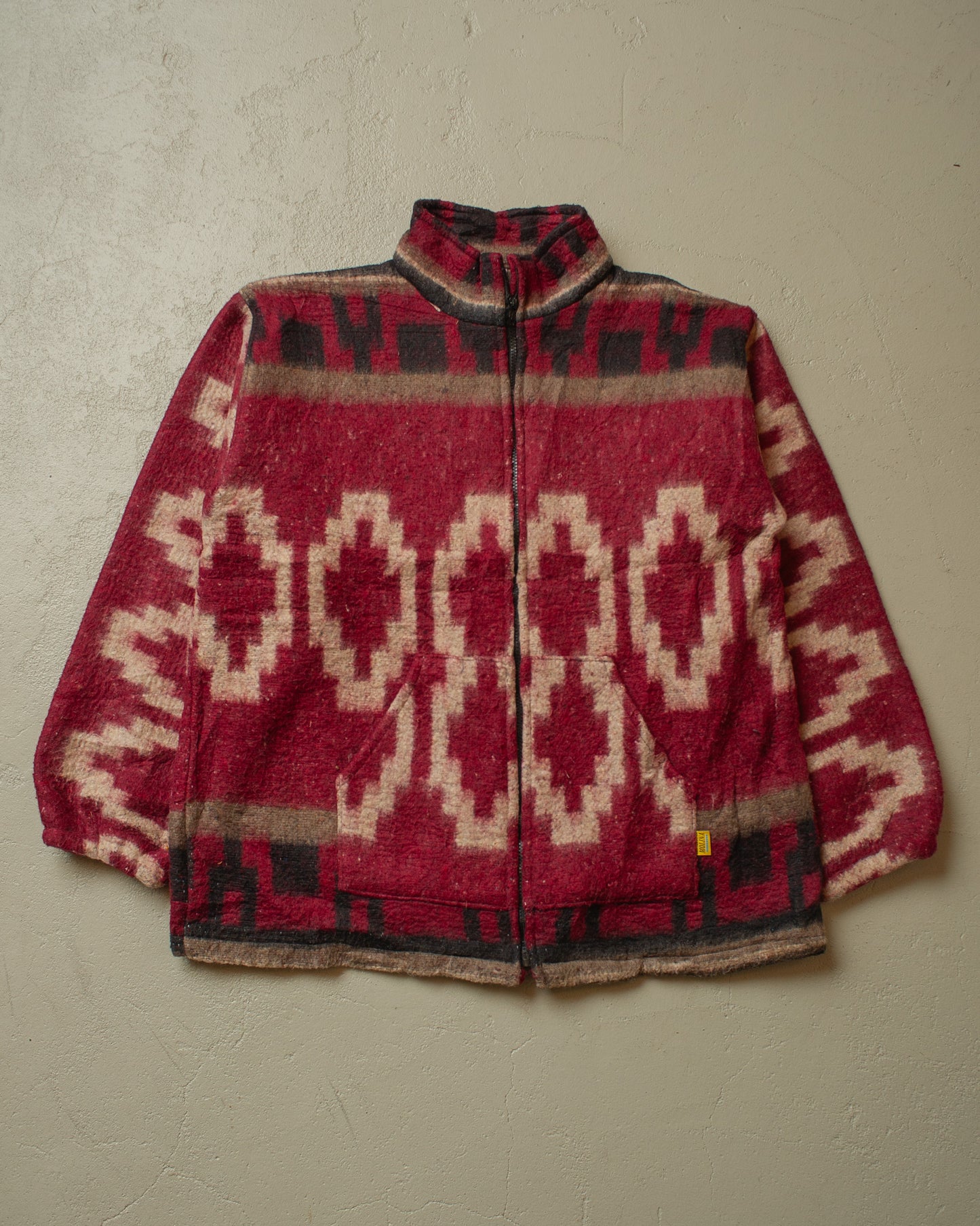 1980s Aztec Fleece Jacket burgundy - M/L