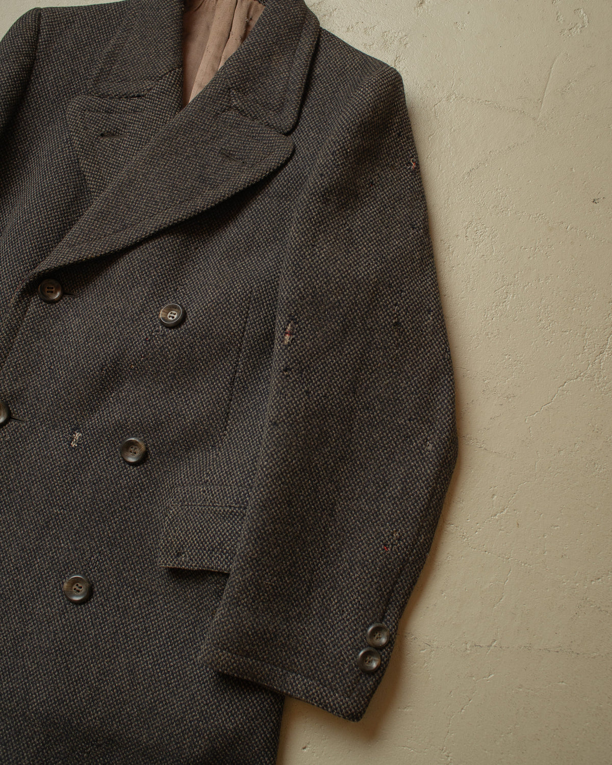 1930s German Double Breasted Wool Overcoat grey - M/L