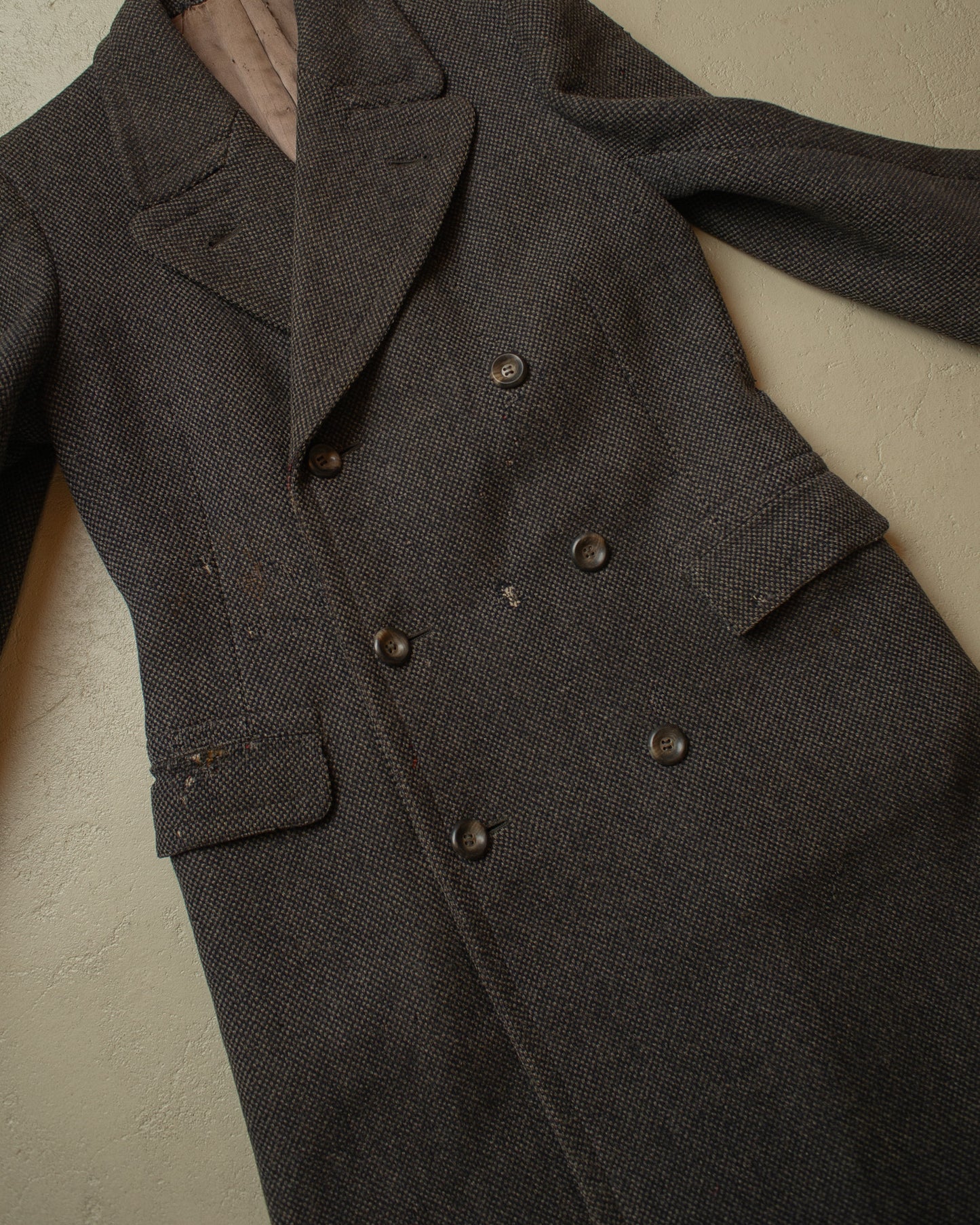 1930s German Double Breasted Wool Overcoat grey - M/L
