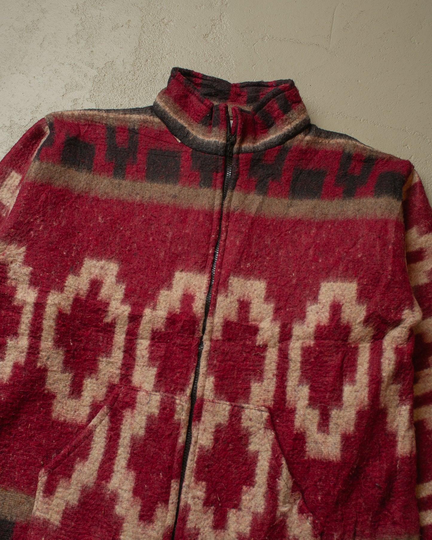 1980s Aztec Fleece Jacket burgundy - M/L