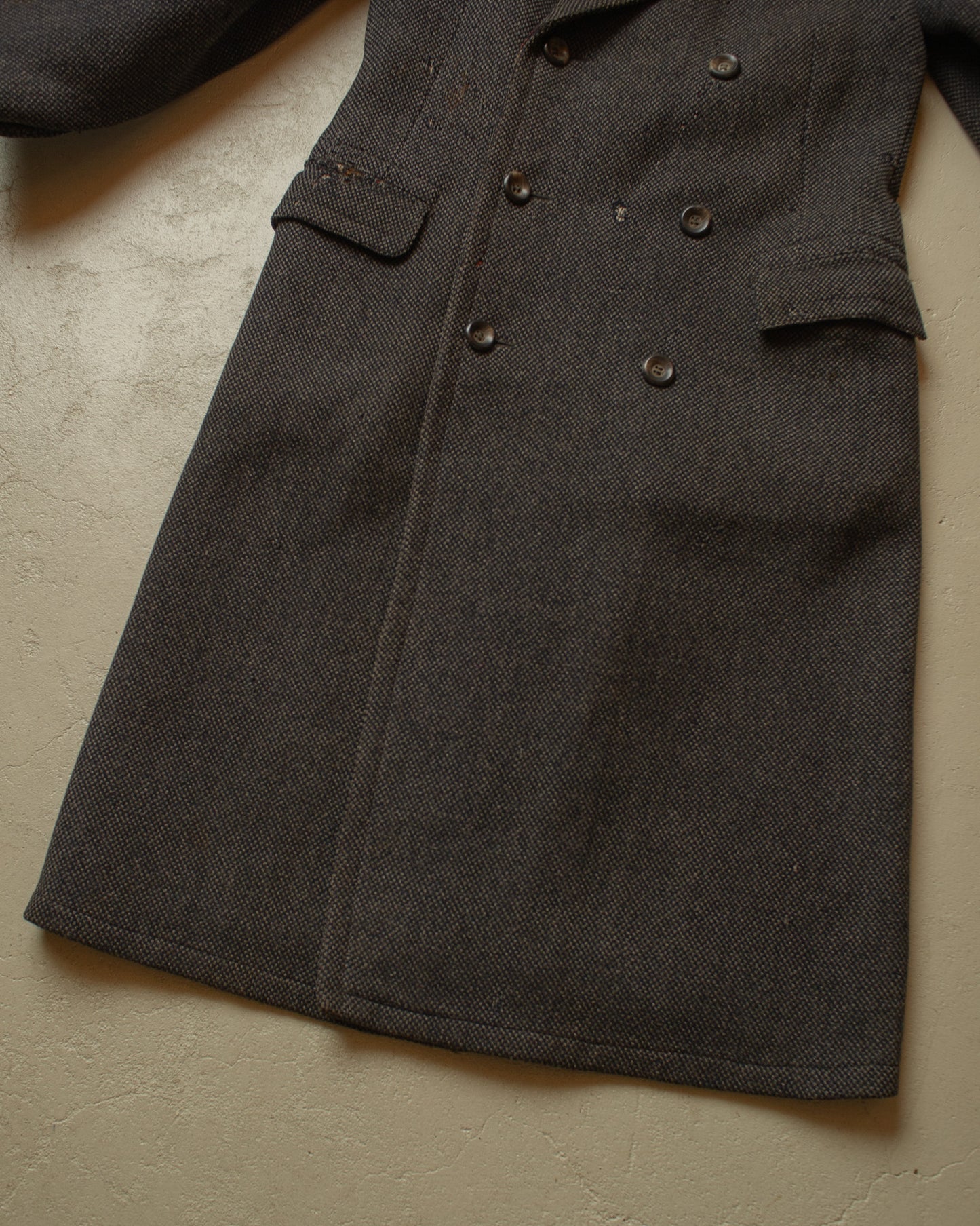 1930s German Double Breasted Wool Overcoat grey - M/L