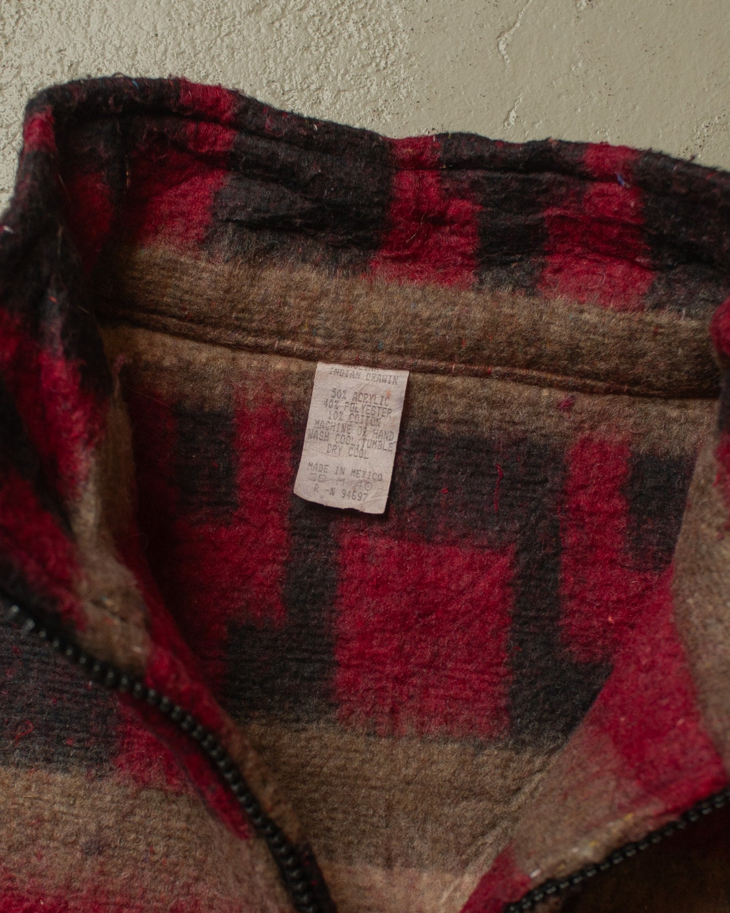 1980s Aztec Fleece Jacket burgundy - M/L