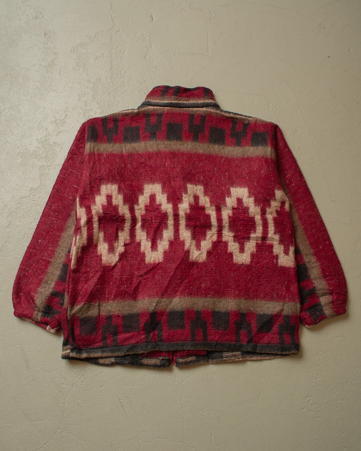 1980s Aztec Fleece Jacket burgundy - M/L