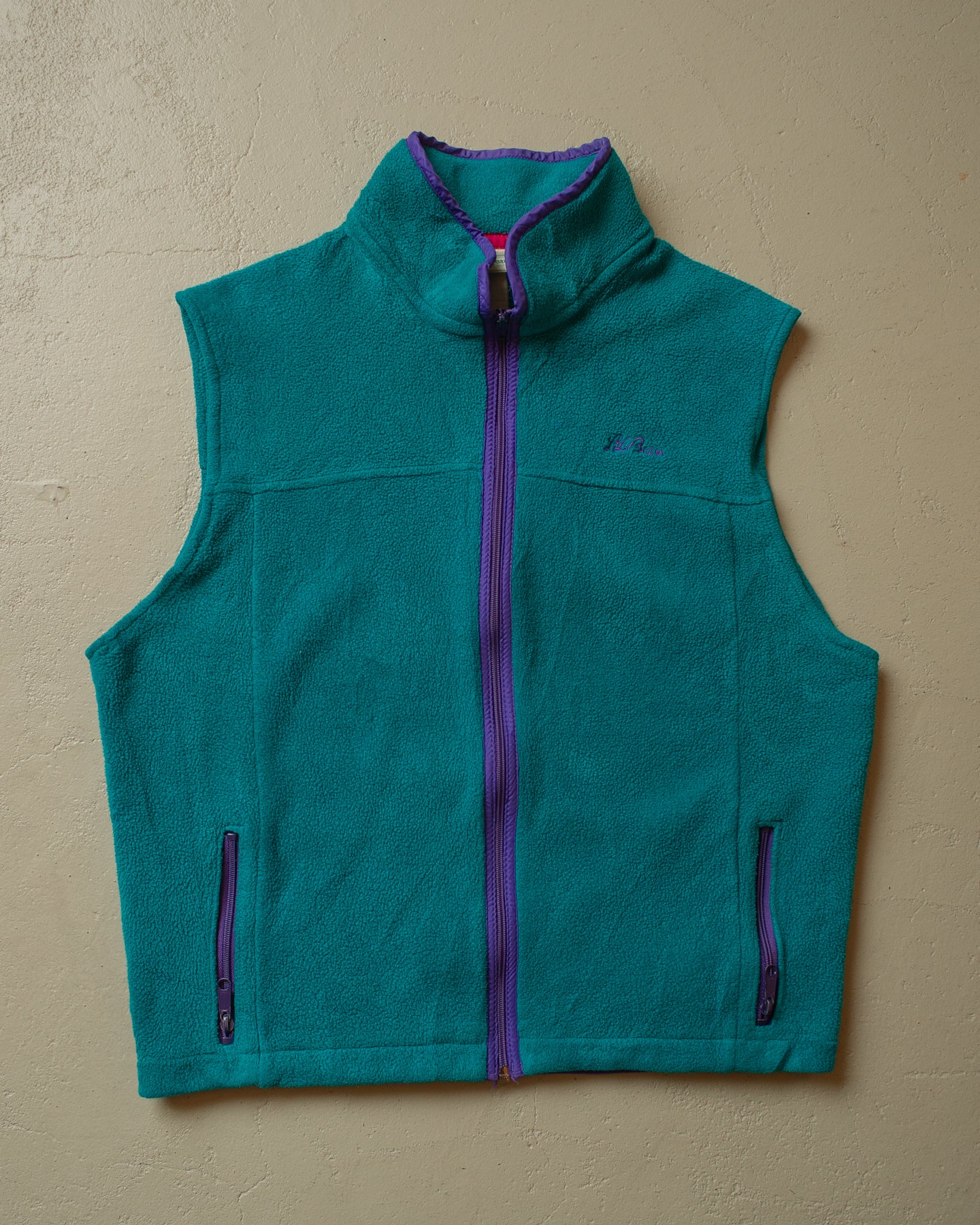 1990s L.L. Bean Fleece Vest Turquoise - L/XL