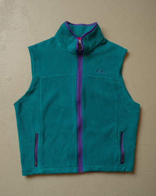 1990s L.L. Bean Fleece Vest Turquoise - L/XL