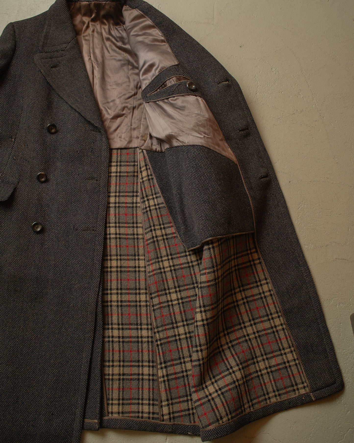 1930s German Double Breasted Wool Overcoat grey - M/L