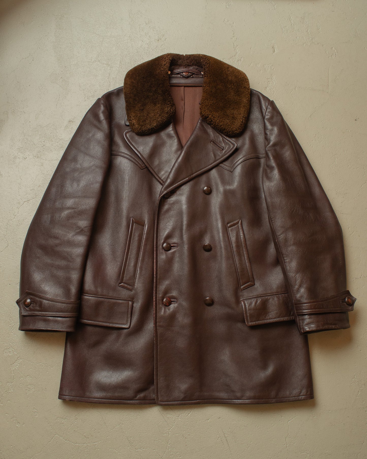 1940s/50s Romanian Leather Coat brown - L