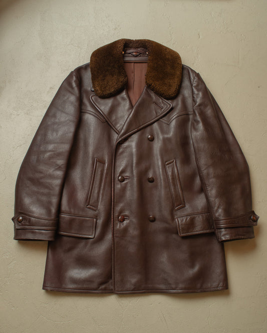 1940s/50s Romanian Leather Coat brown - L