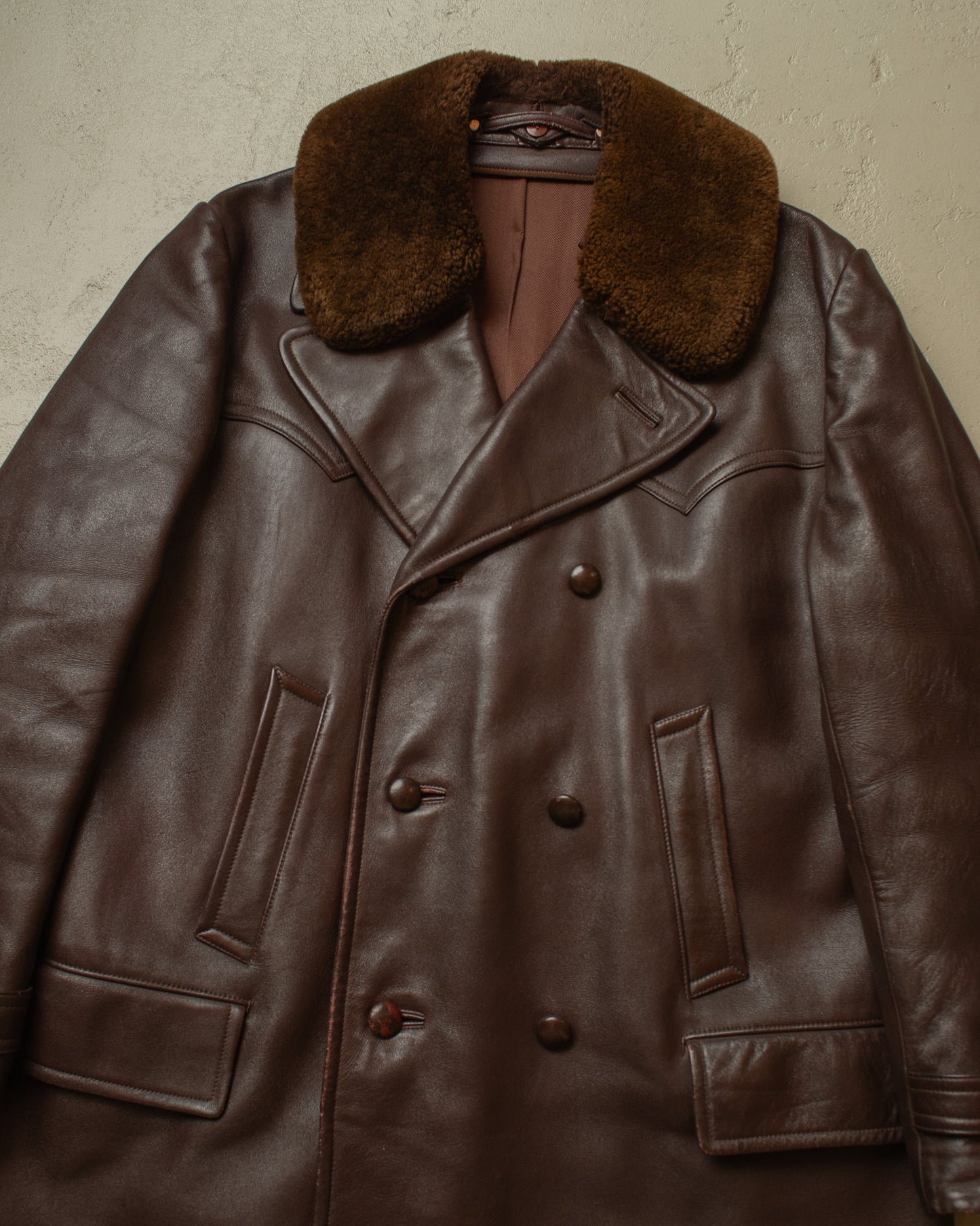 1940s/50s Romanian Leather Coat brown - L