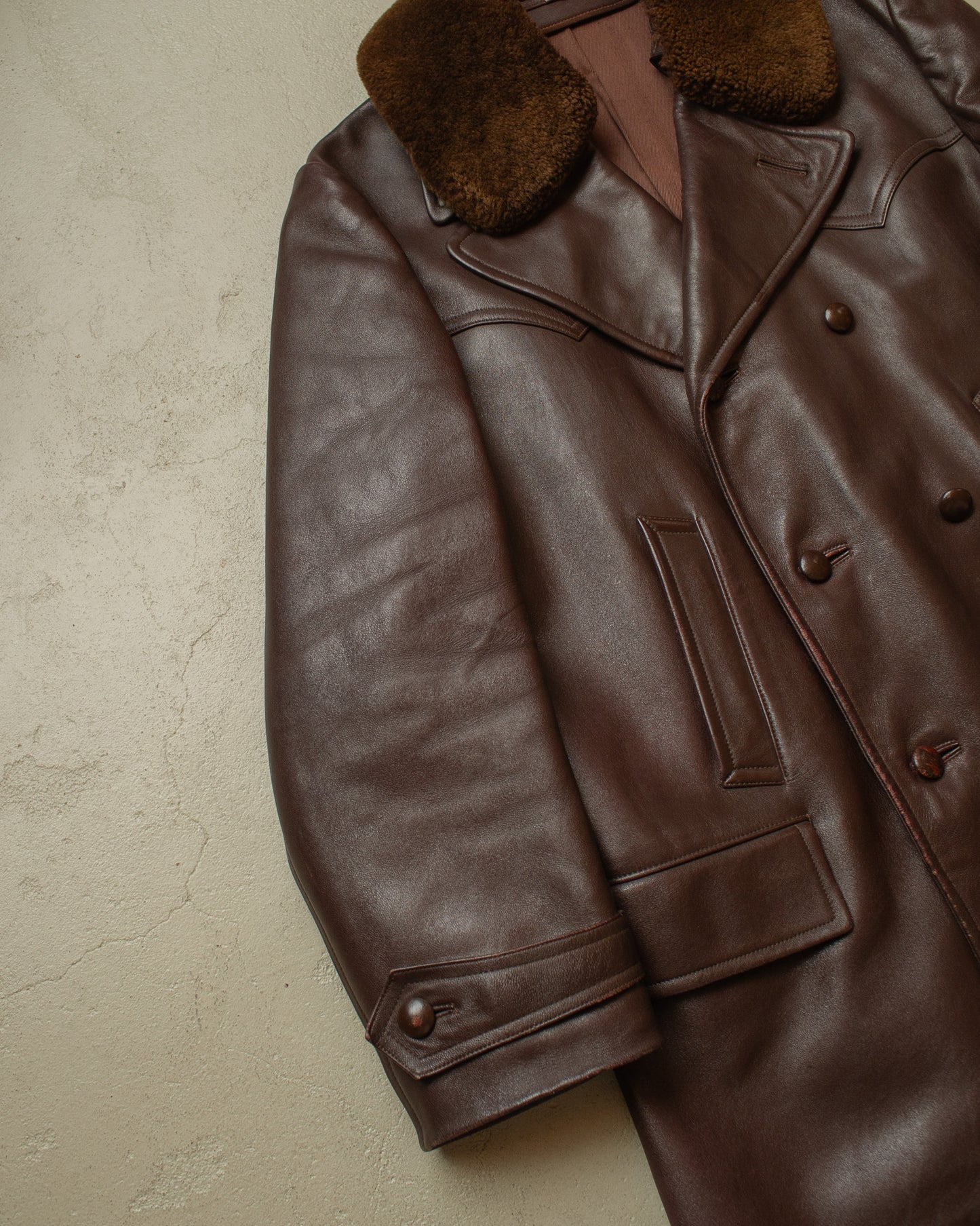 1940s/50s Romanian Leather Coat brown - L