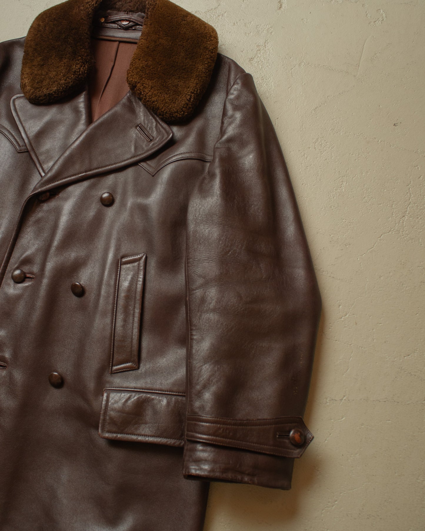1940s/50s Romanian Leather Coat brown - L