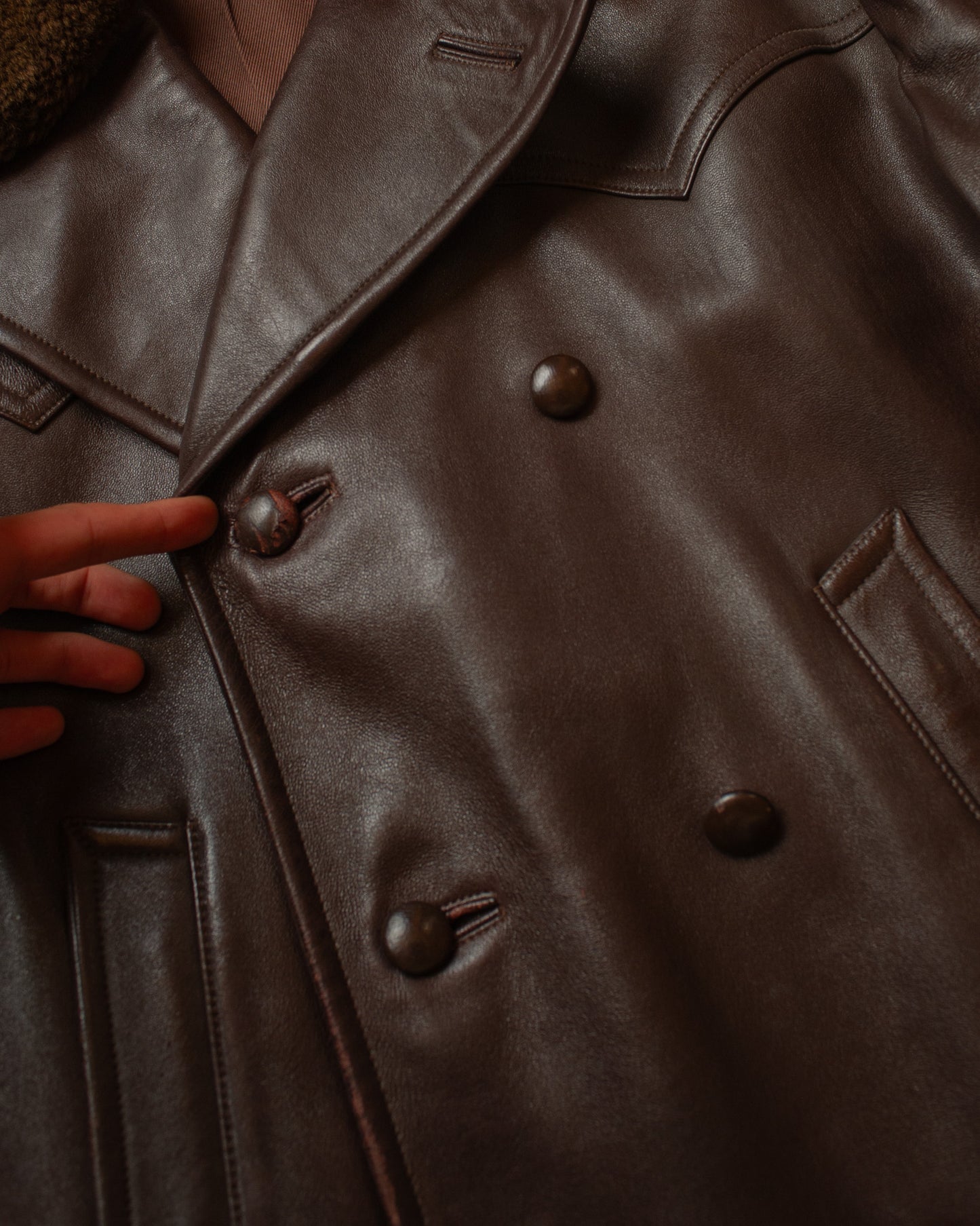 1940s/50s Romanian Leather Coat brown - L