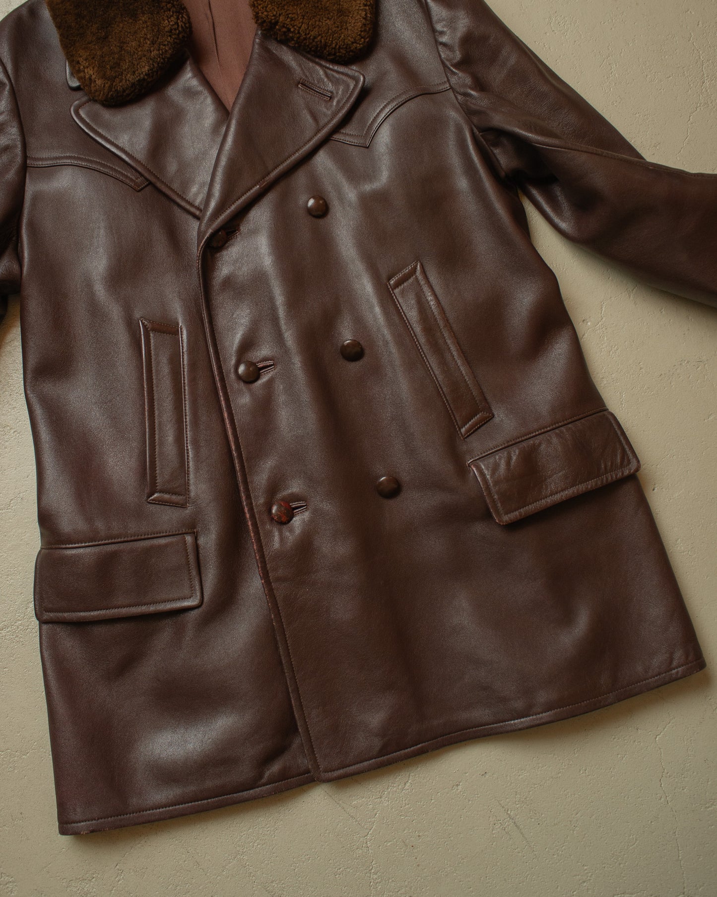 1940s/50s Romanian Leather Coat brown - L