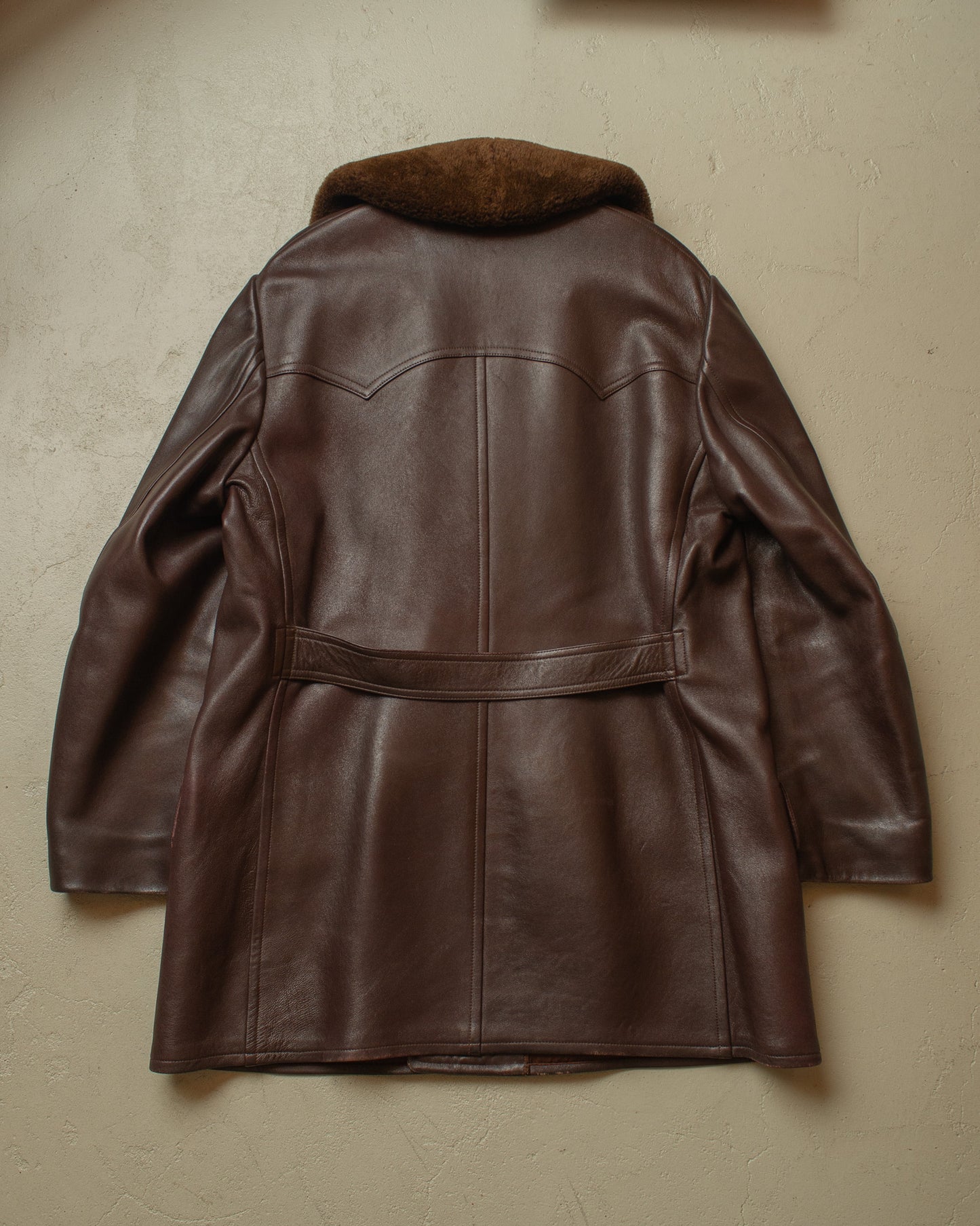 1940s/50s Romanian Leather Coat brown - L