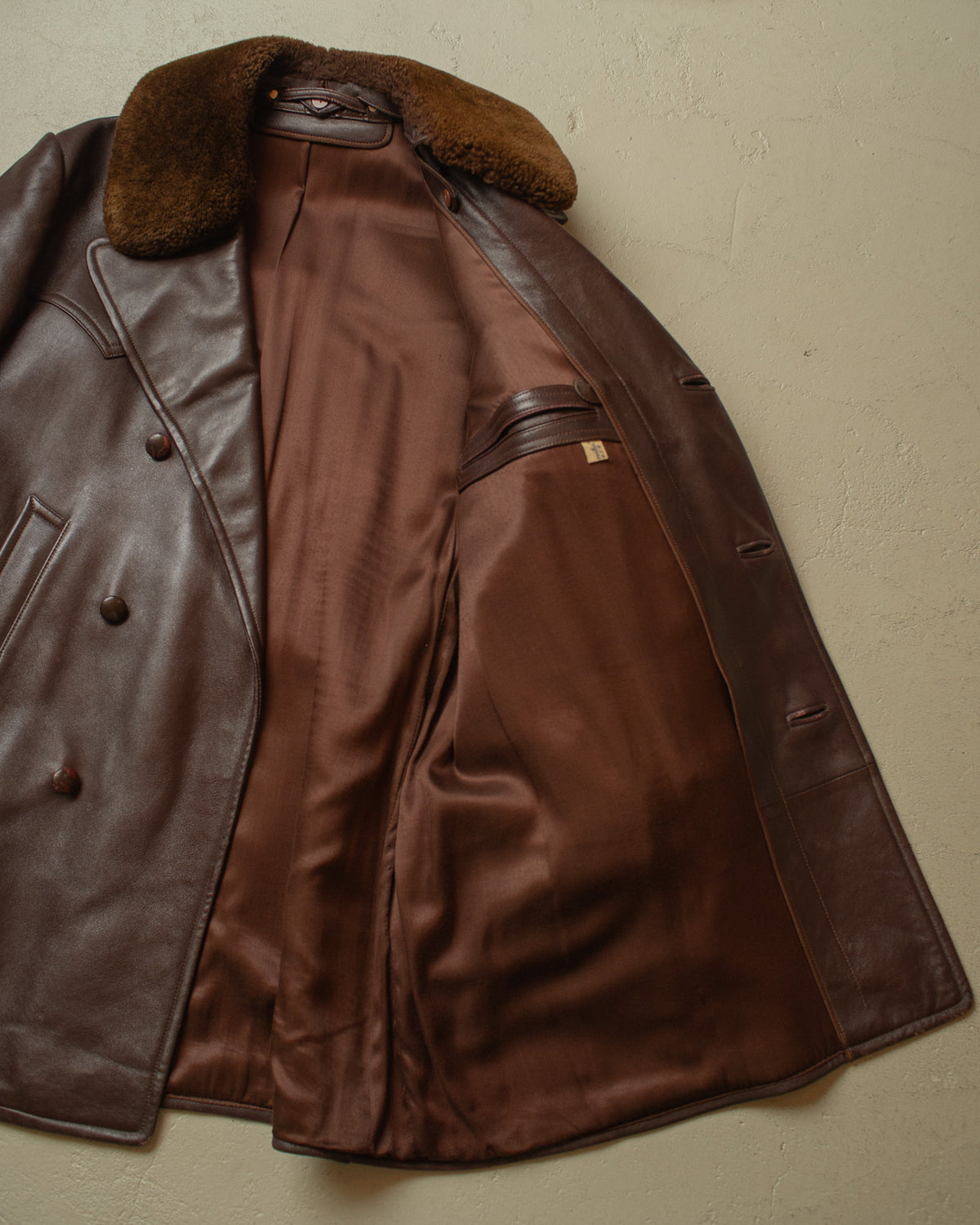 1940s/50s Romanian Leather Coat brown - L