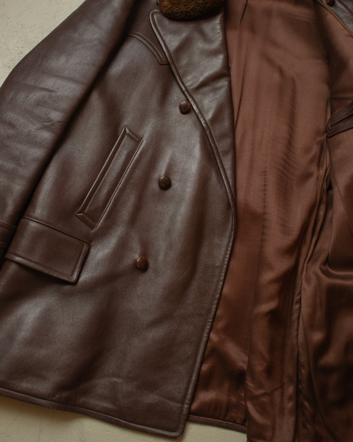 1940s/50s Romanian Leather Coat brown - L