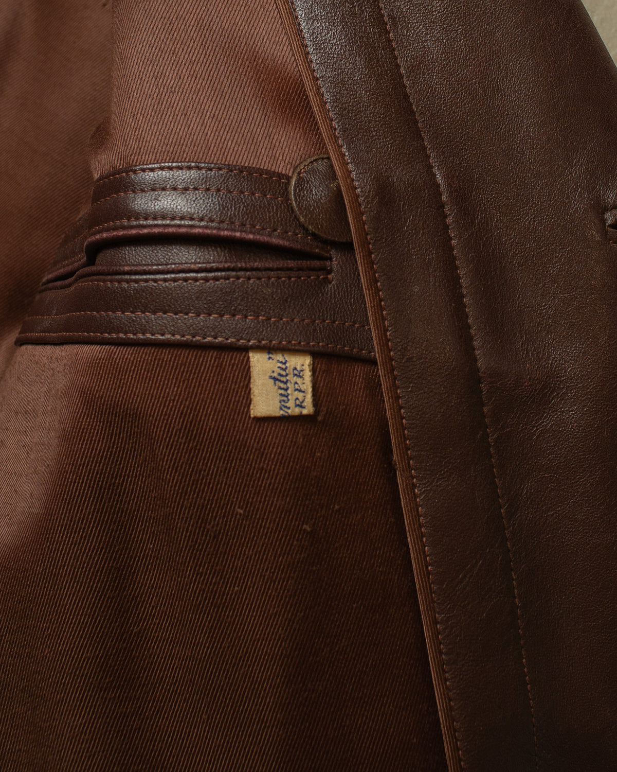 1940s/50s Romanian Leather Coat brown - L