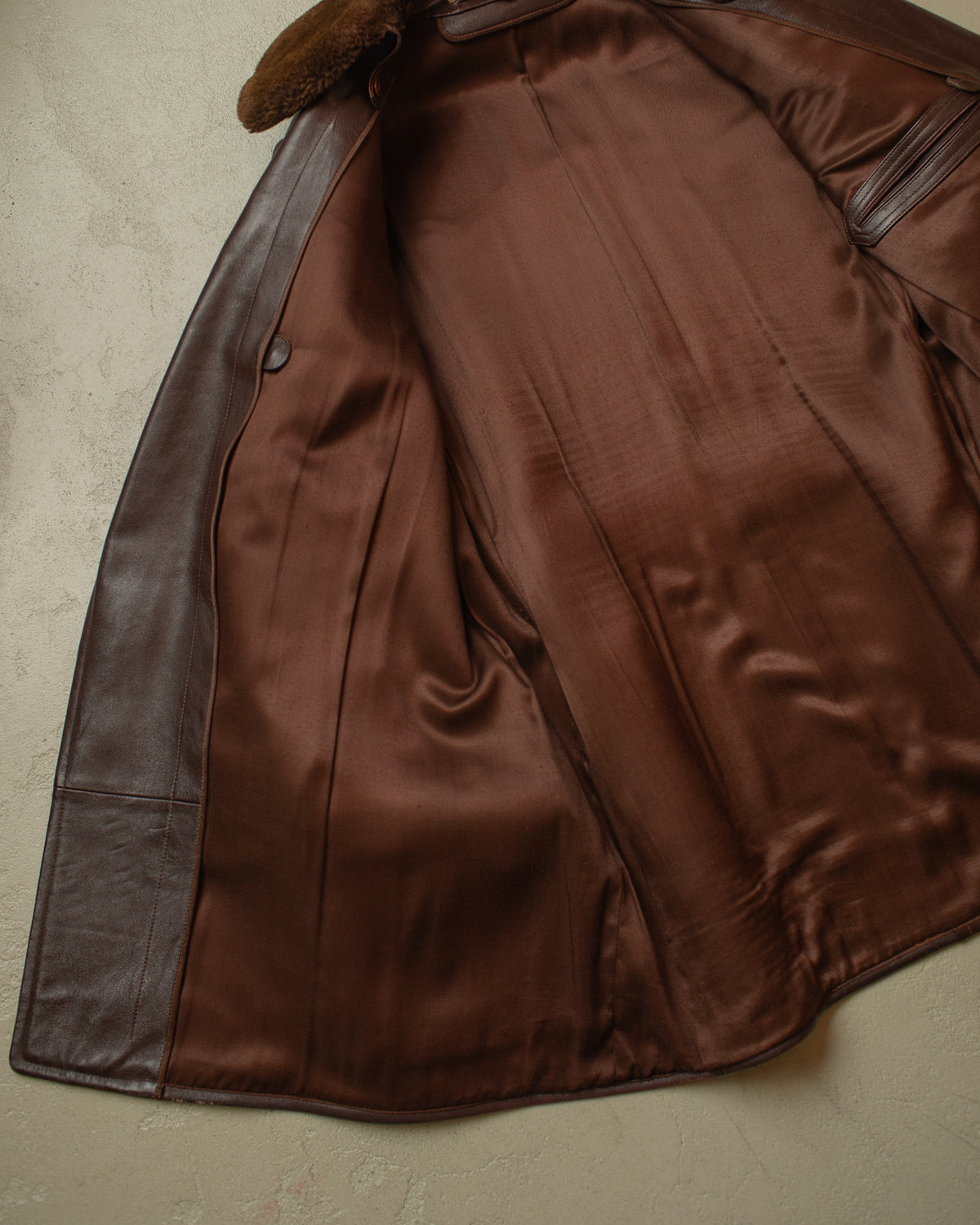 1940s/50s Romanian Leather Coat brown - L