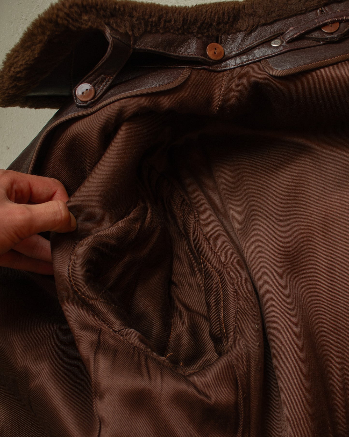 1940s/50s Romanian Leather Coat brown - L