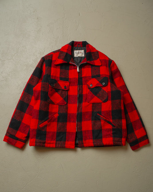1960s/70s Fox Knapp Wool Buffalo Plaid Jacket red - XL