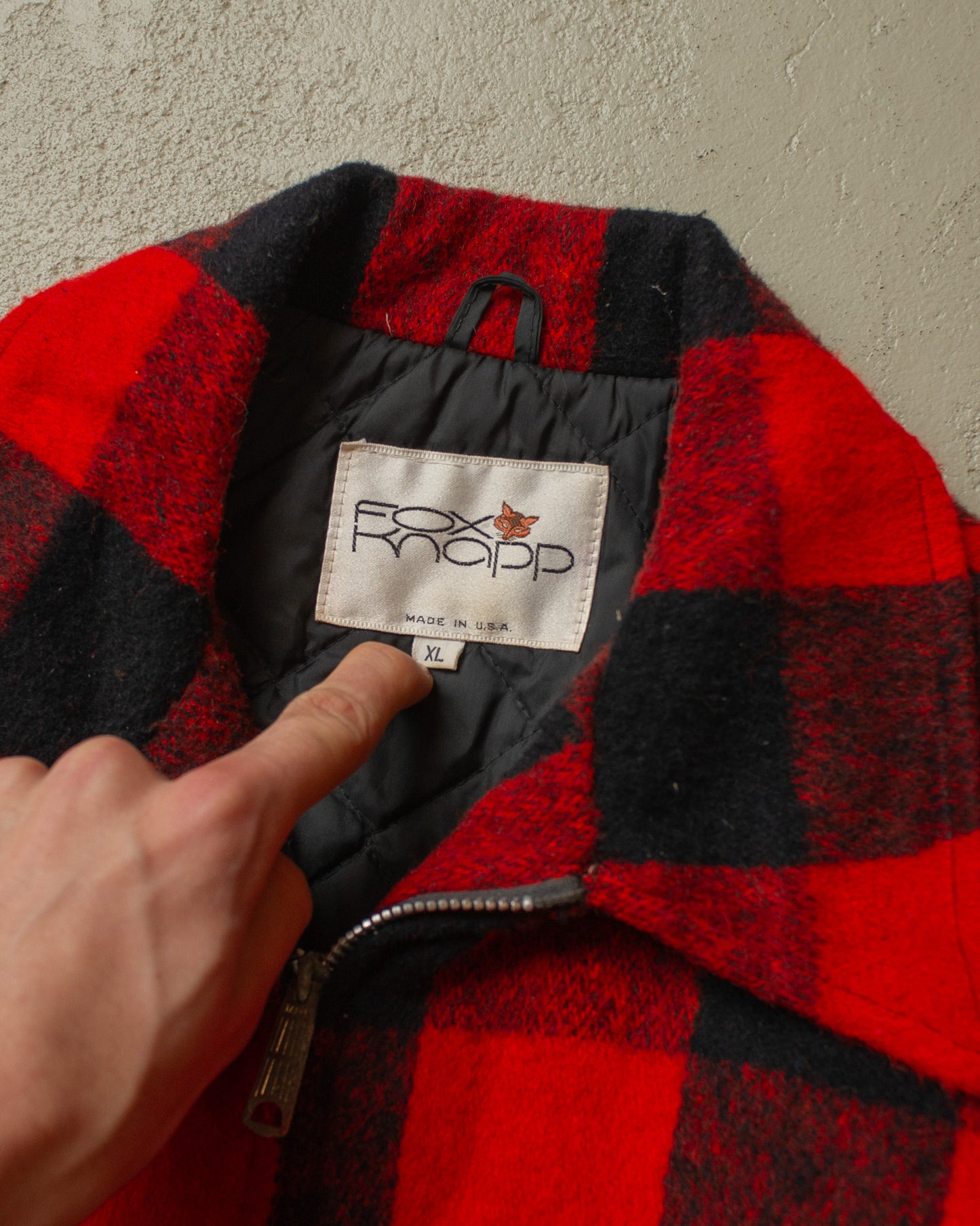 1960s/70s Fox Knapp Wool Buffalo Plaid Jacket red - XL