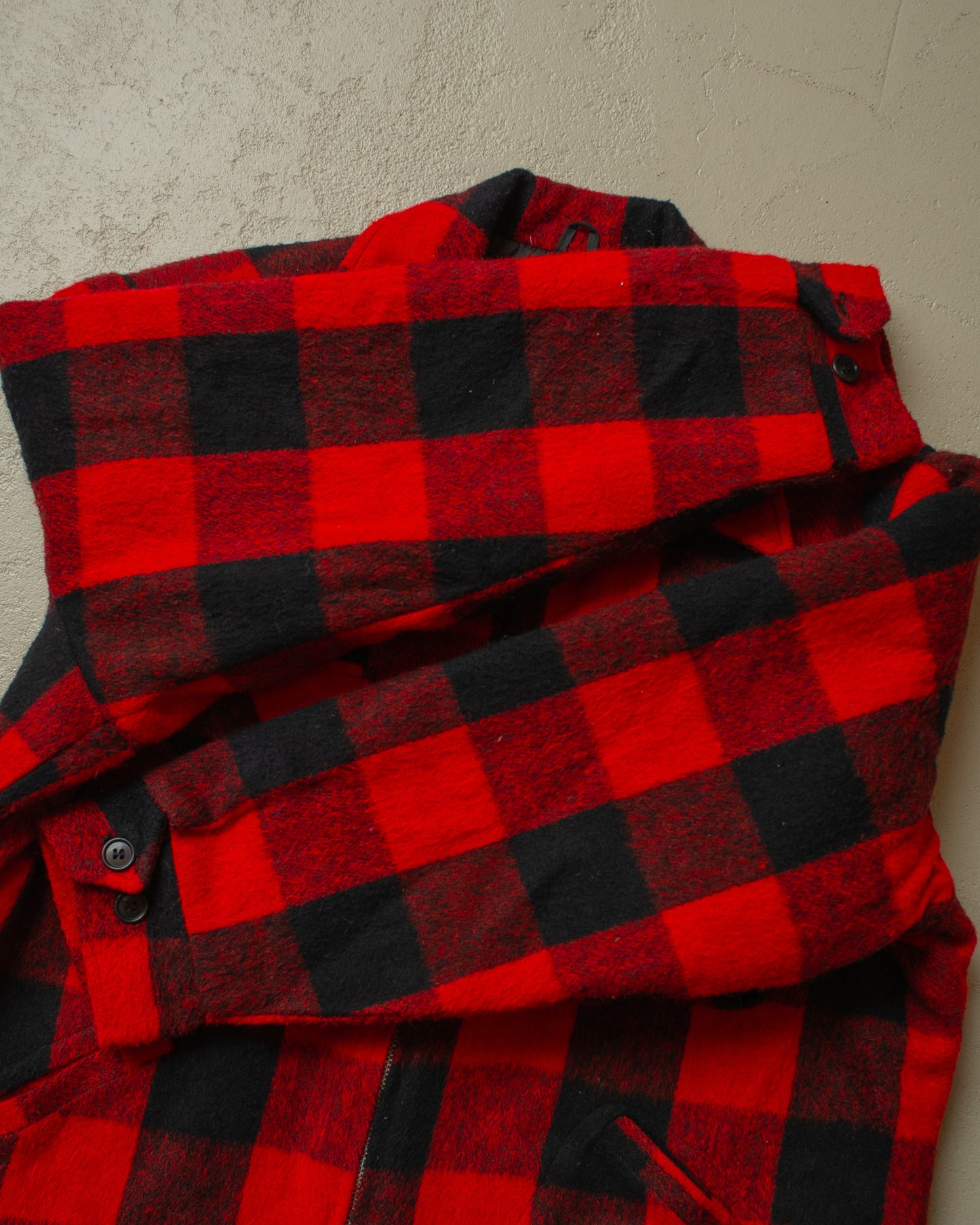 1960s/70s Fox Knapp Wool Buffalo Plaid Jacket red - XL