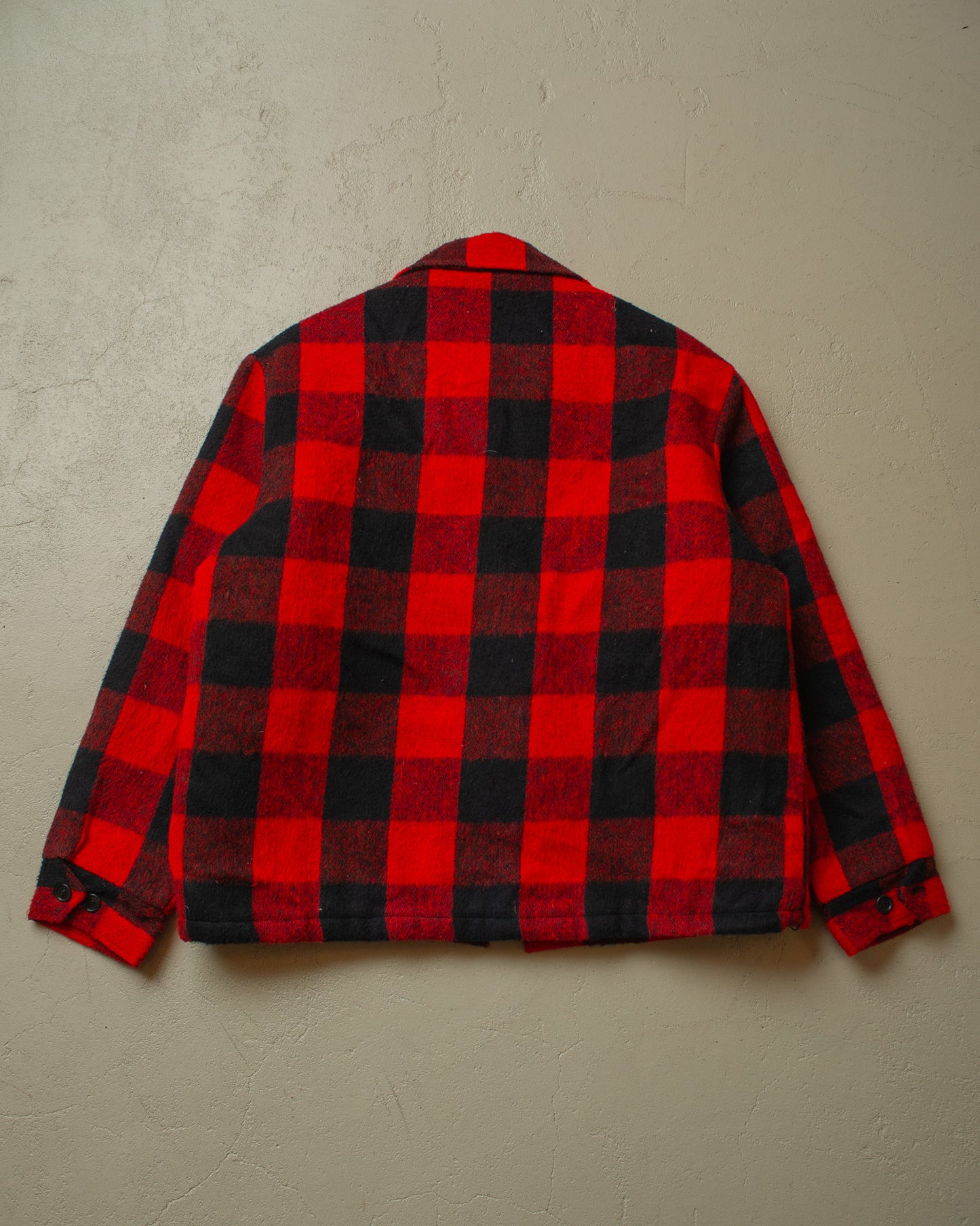 1960s/70s Fox Knapp Wool Buffalo Plaid Jacket red - XL