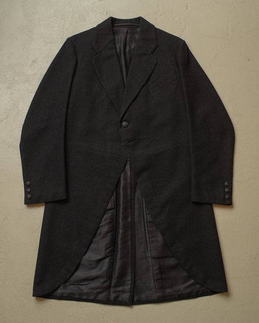 1920s German Morning Cut Away Wool Coat black - M
