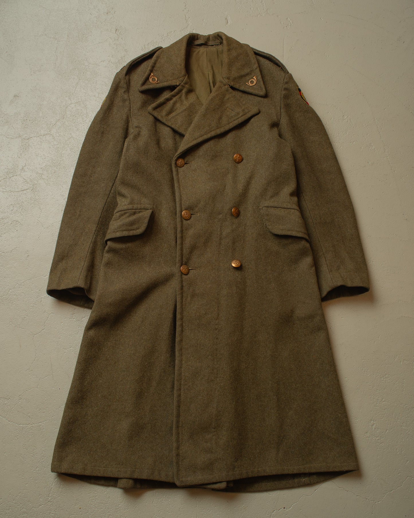 1950 Belgian Post Wool Coat khaki - M