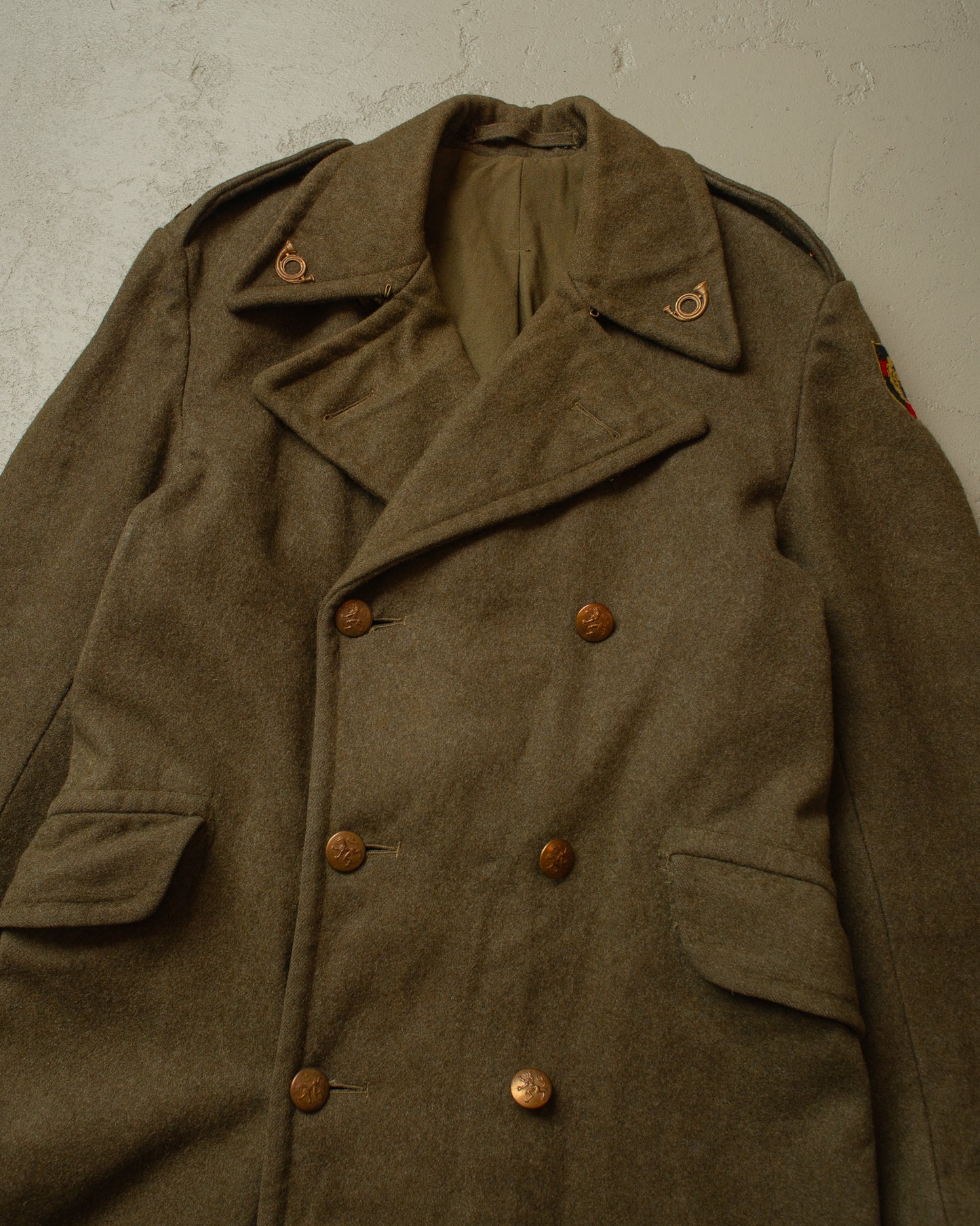 1950 Belgian Post Wool Coat khaki - M