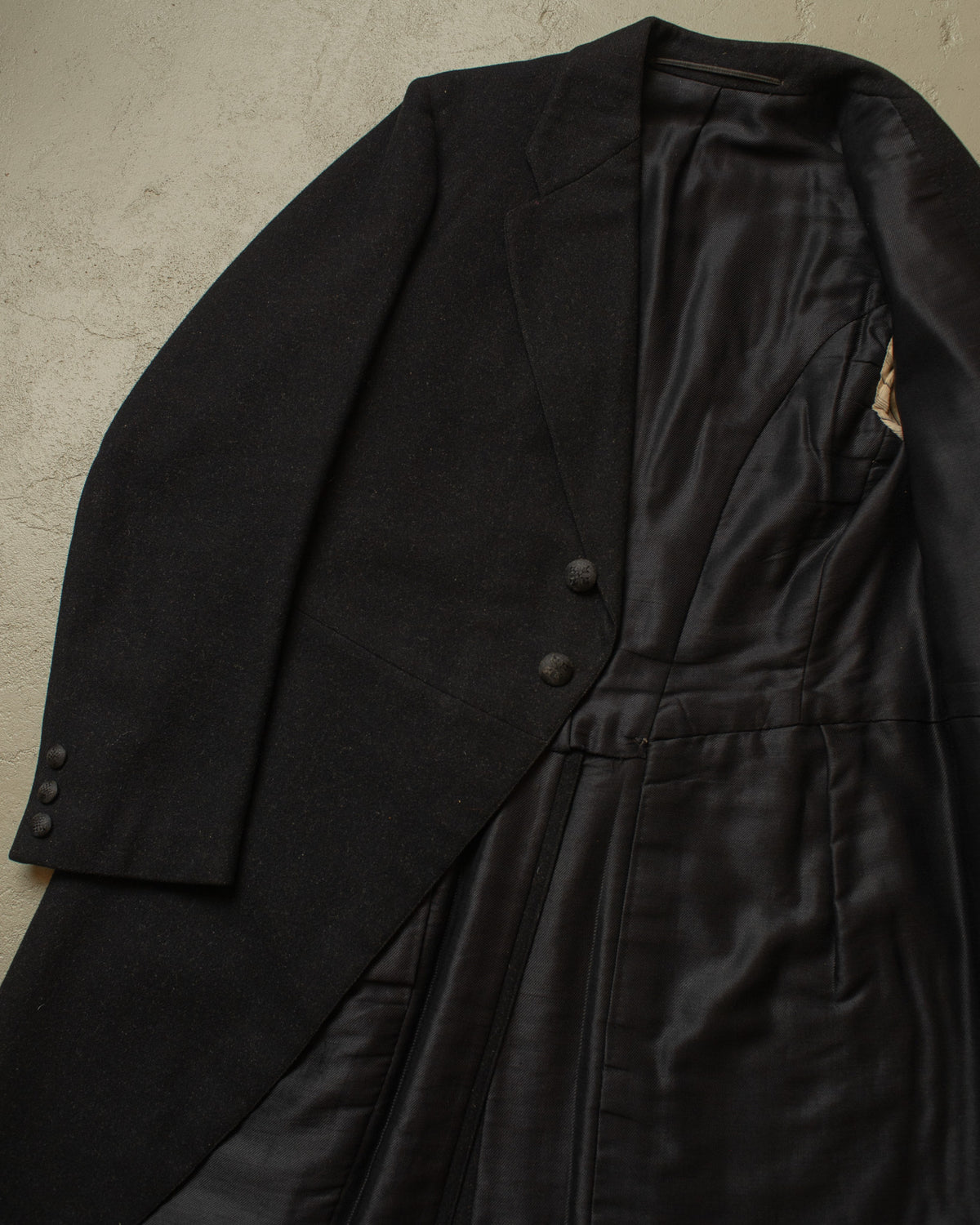 1920s German Morning Cut Away Wool Coat black - M
