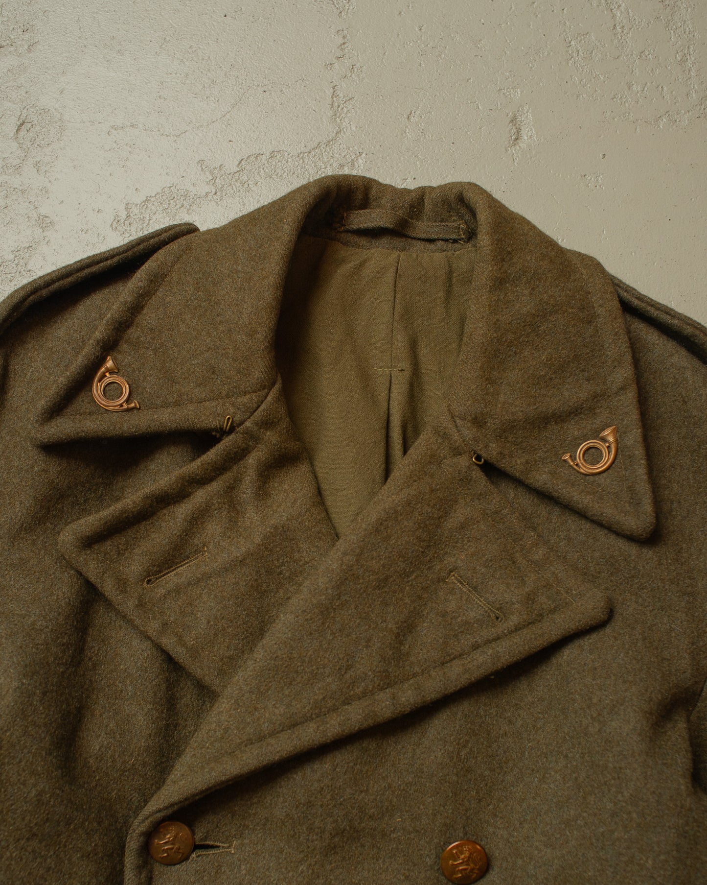 1950 Belgian Post Wool Coat khaki - M