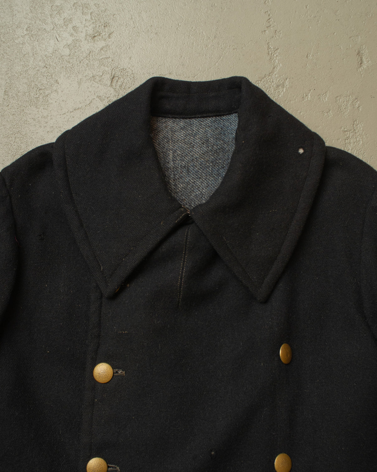 1930s German Double Breasted Wool Overcoat black - L