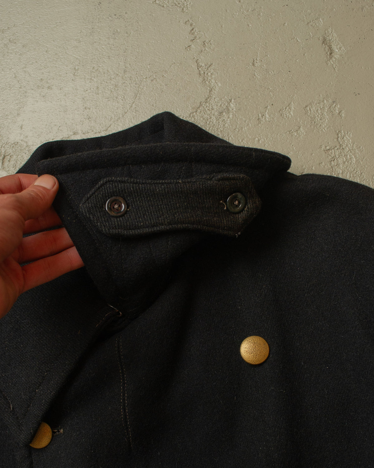 1930s German Double Breasted Wool Overcoat black - L