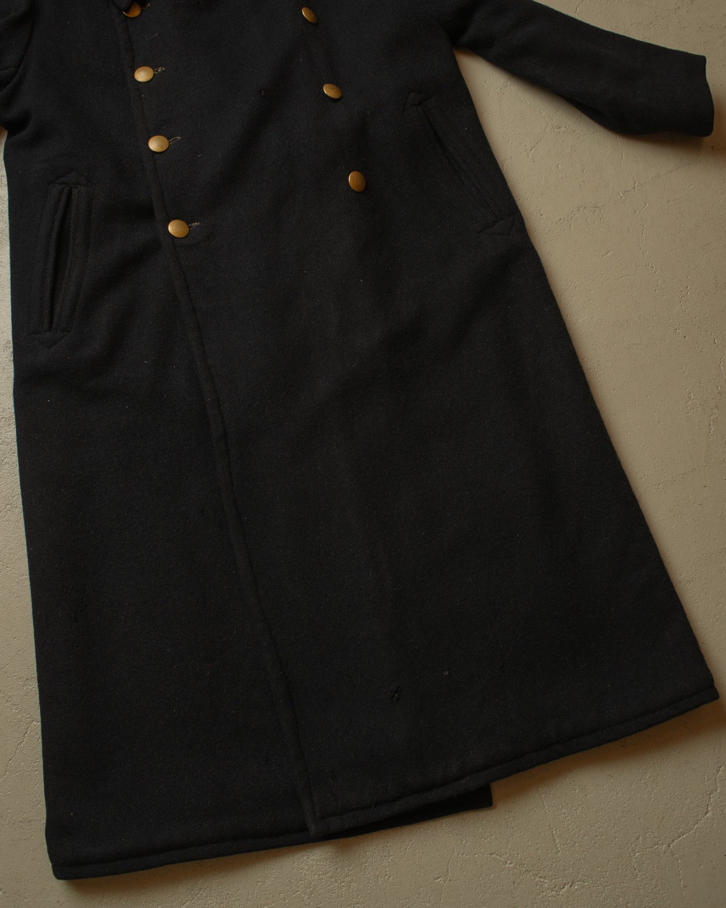 1930s German Double Breasted Wool Overcoat black - L